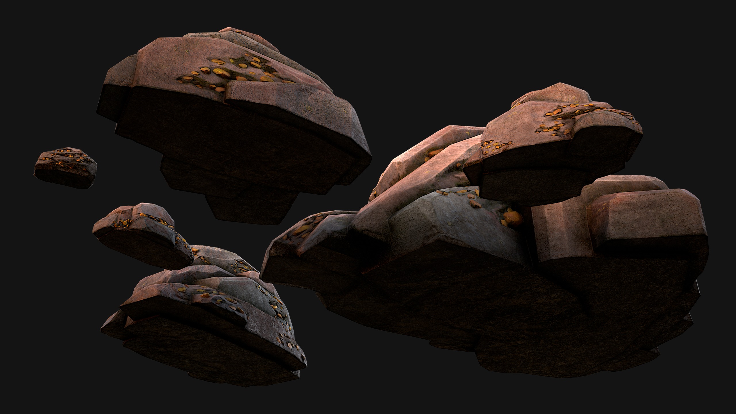 Gold Ore Mineral Treasure Mines Low-poly 3D model_23