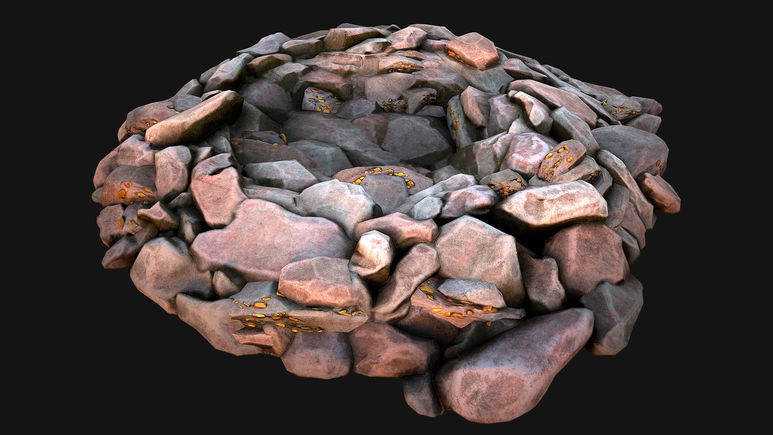 Gold Ore Mineral Treasure Mines Low-poly 3D model_27