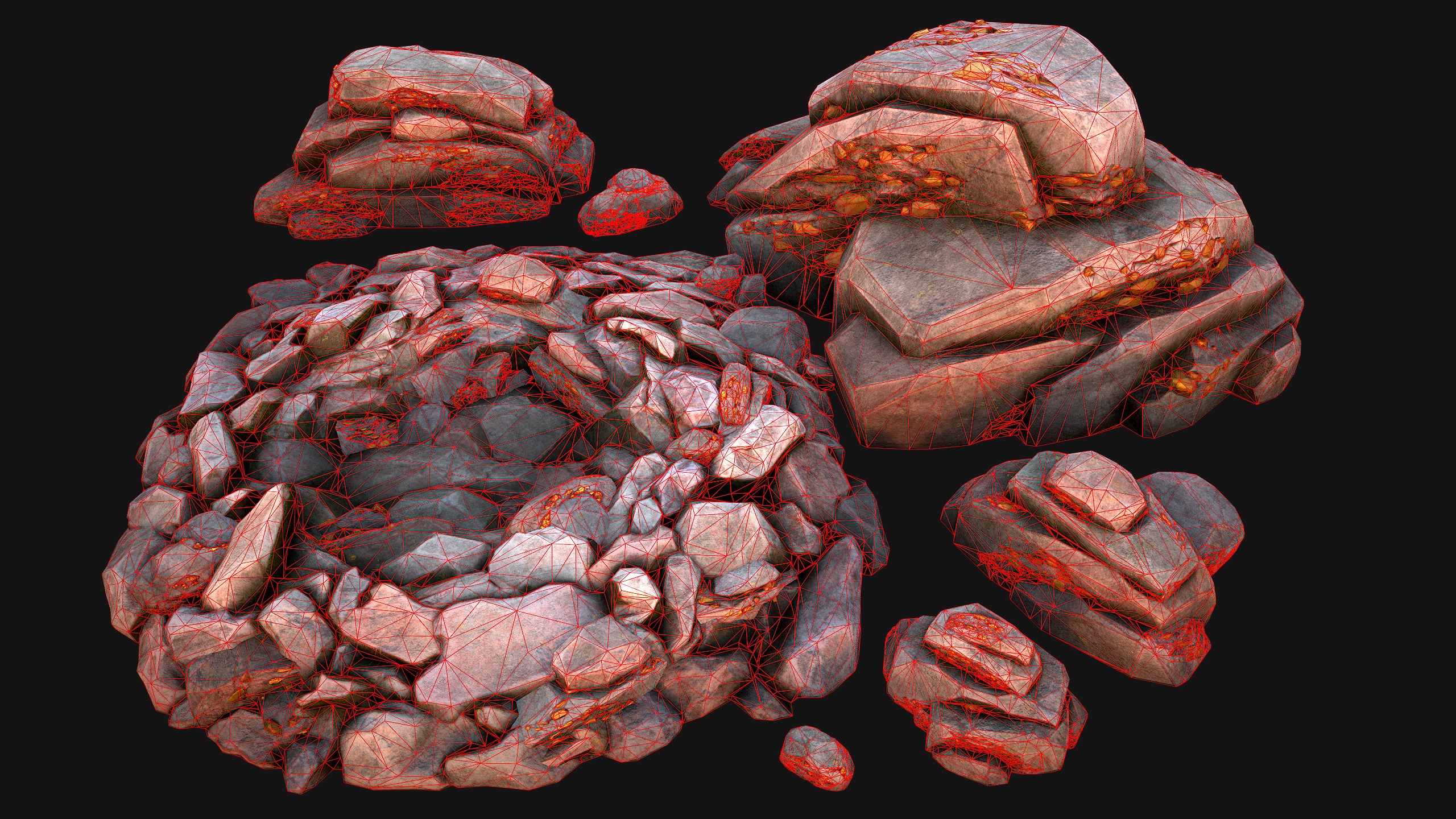 Gold Ore Mineral Treasure Mines Low-poly 3D model_10