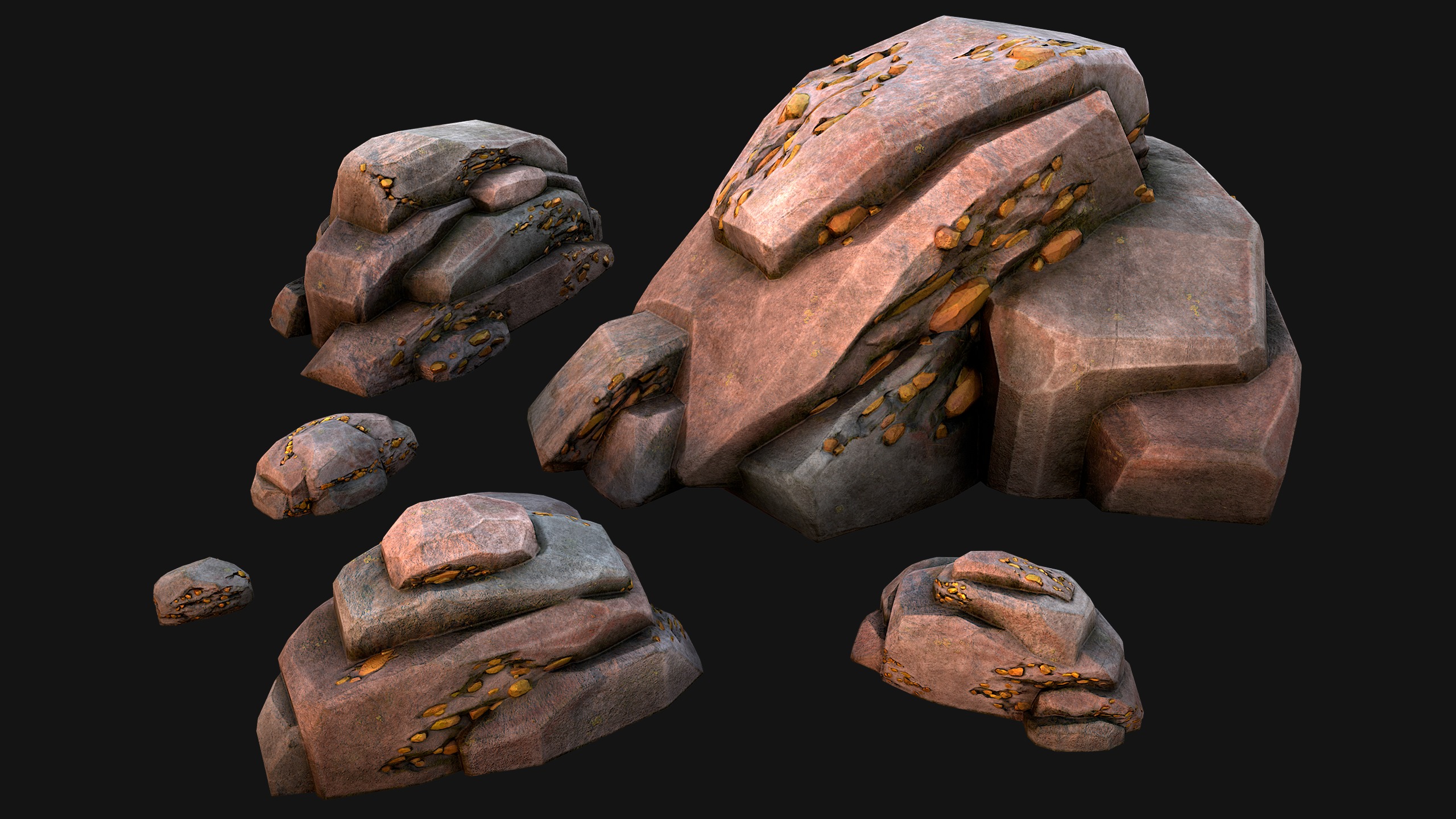 Gold Ore Mineral Treasure Mines Low-poly 3D model_22