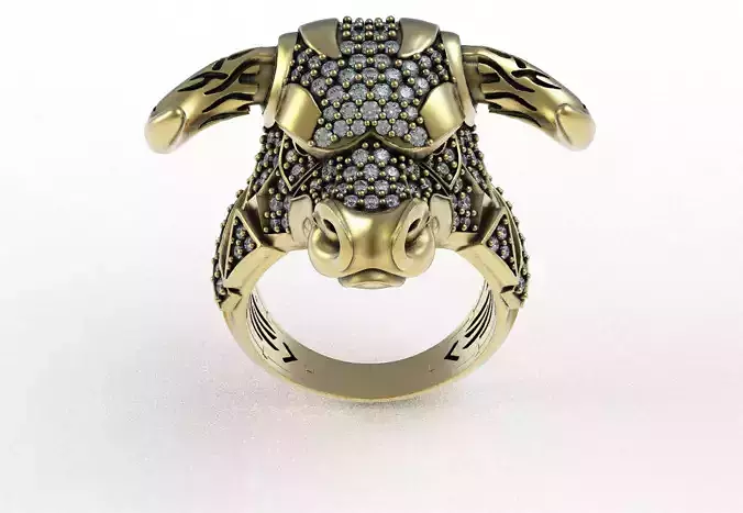 Bull Face Diamond Ring