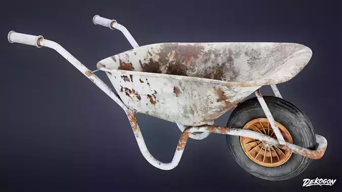 INDUSTRIAL - Wheelbarrow 02 - LOW POLY AND NANITE