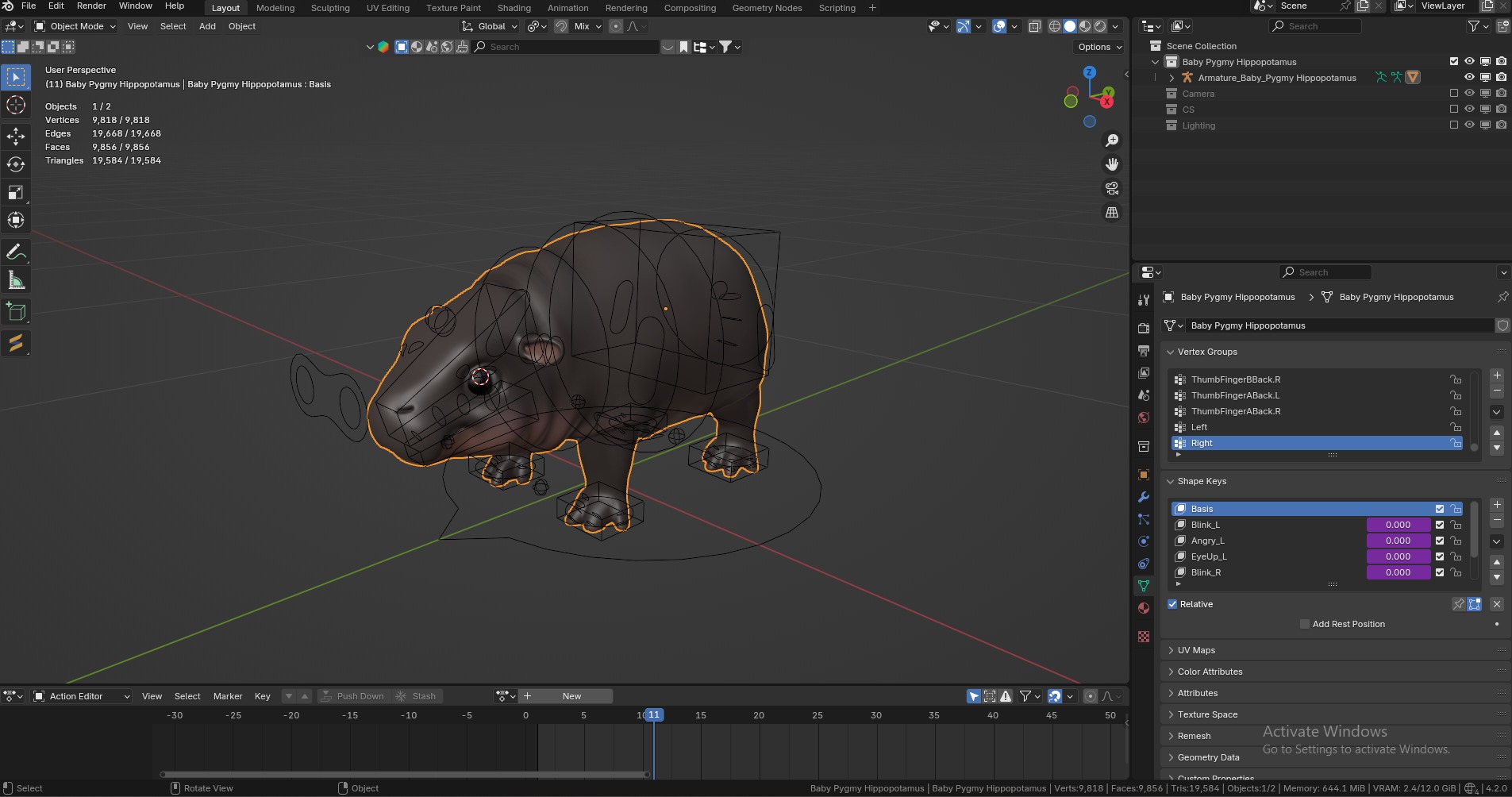 Baby Pygmy Hippopotamus Model Low-poly 3D model_16