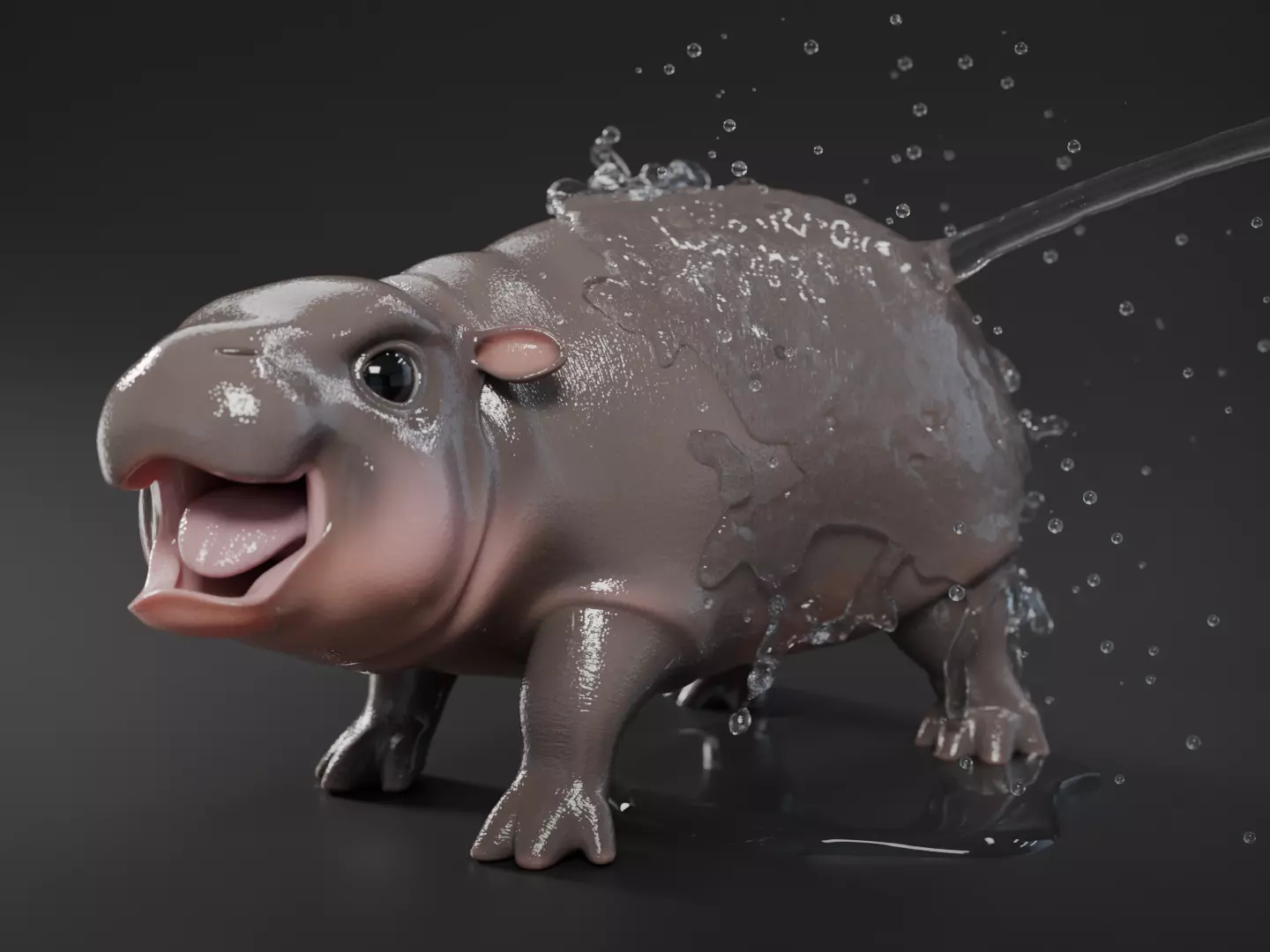 Baby Pygmy Hippopotamus Model Low-poly 3D model_0