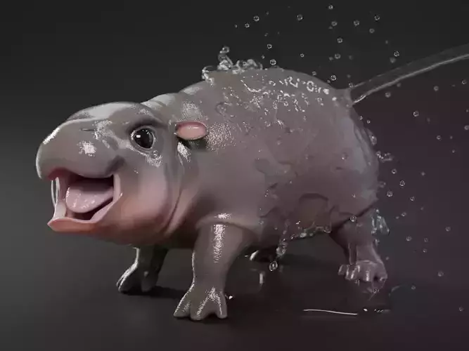 Baby Pygmy Hippopotamus Model  Low-poly 3D model