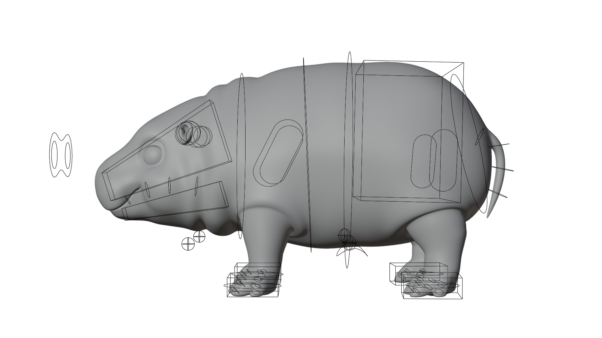 Baby Pygmy Hippopotamus Model Low-poly 3D model_8