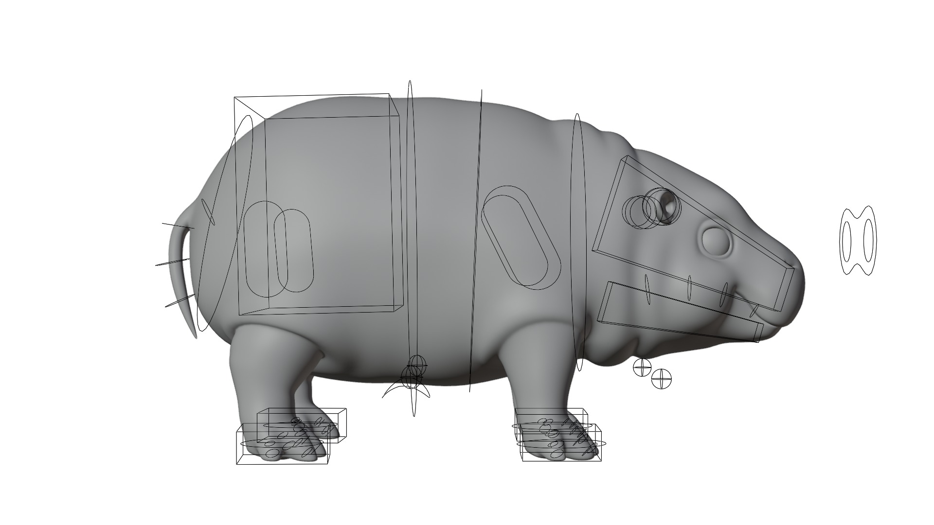 Baby Pygmy Hippopotamus Model Low-poly 3D model_10
