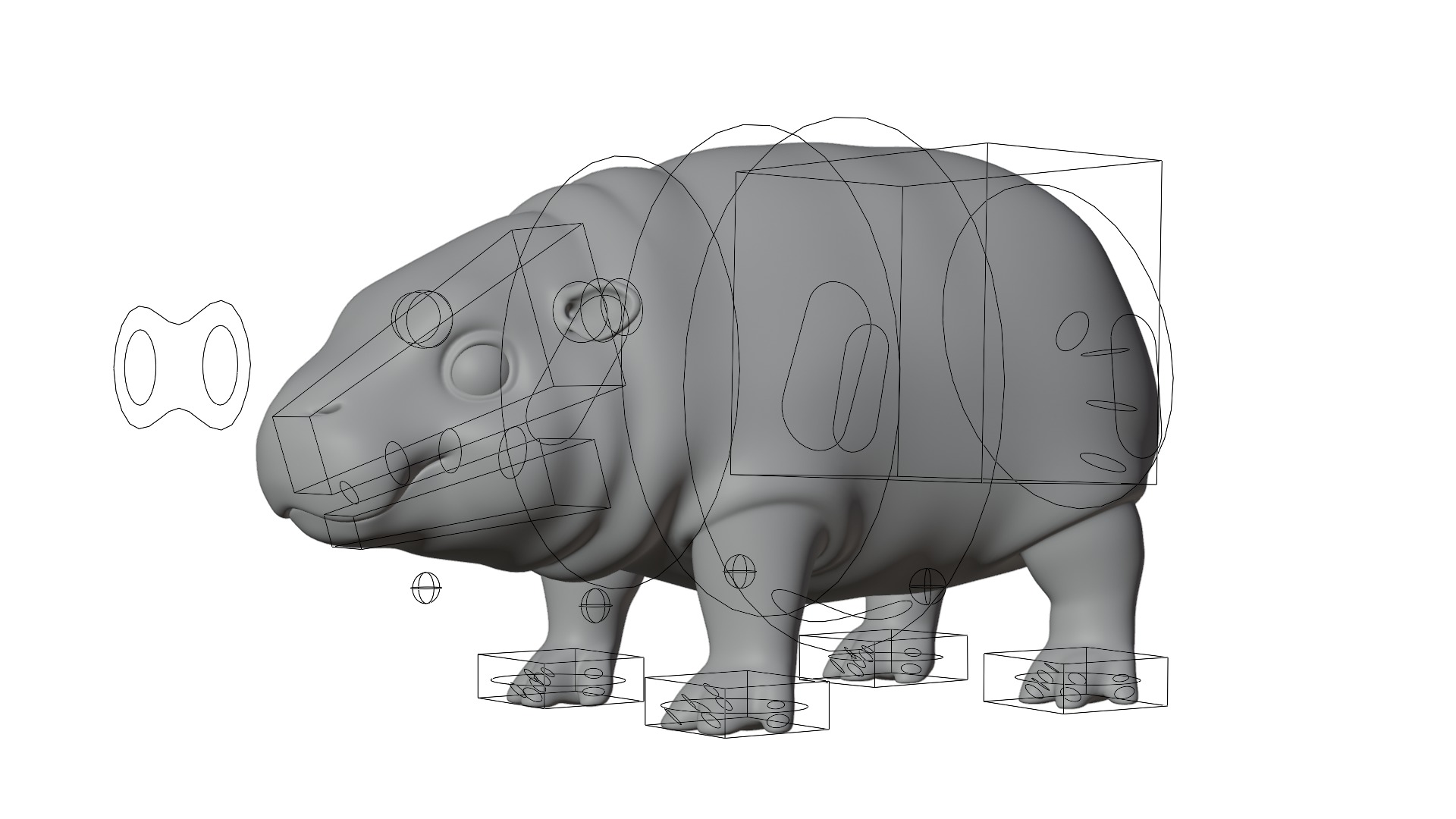 Baby Pygmy Hippopotamus Model Low-poly 3D model_6
