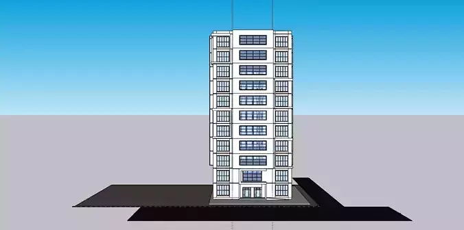 Office building with glass facade on elevation