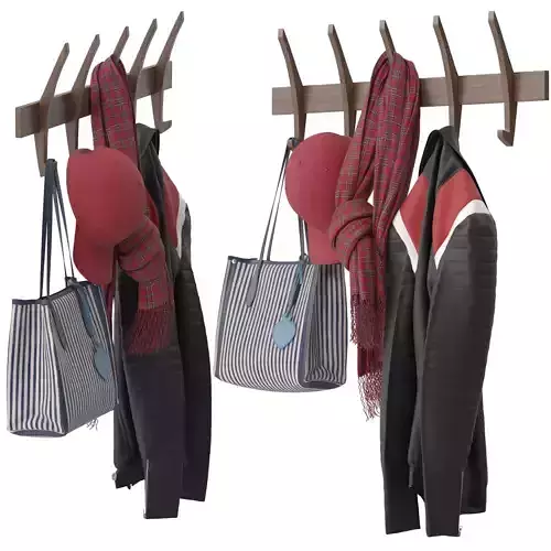 Modern walnut coat rack 3D model