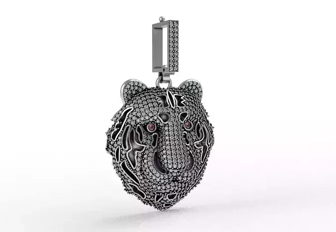 Tiger Face Diamond Pendant
