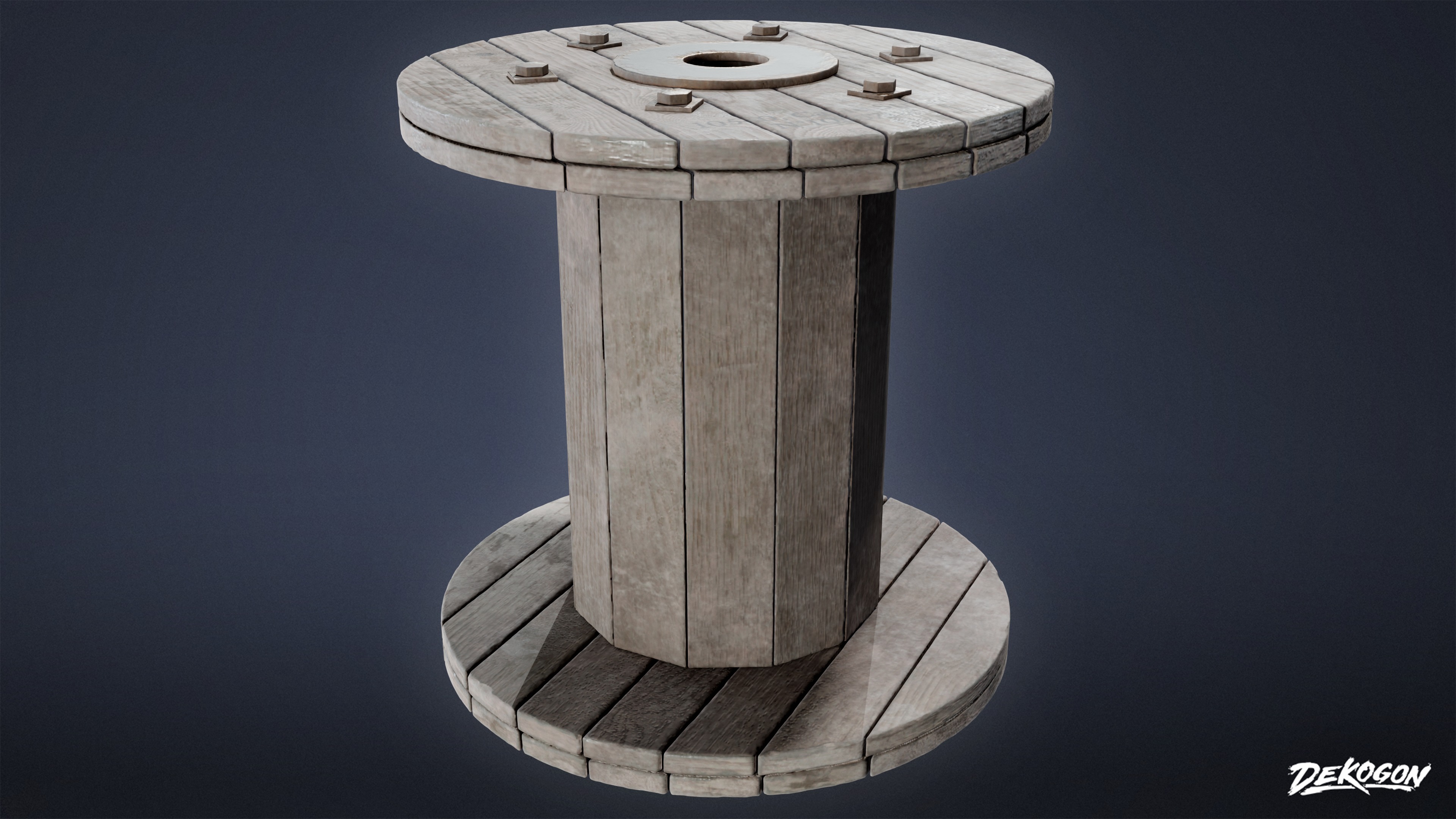 INDUSTRIAL - Wooden Spools 01 - LOW POLY AND NANITE Low-poly 3D model_4