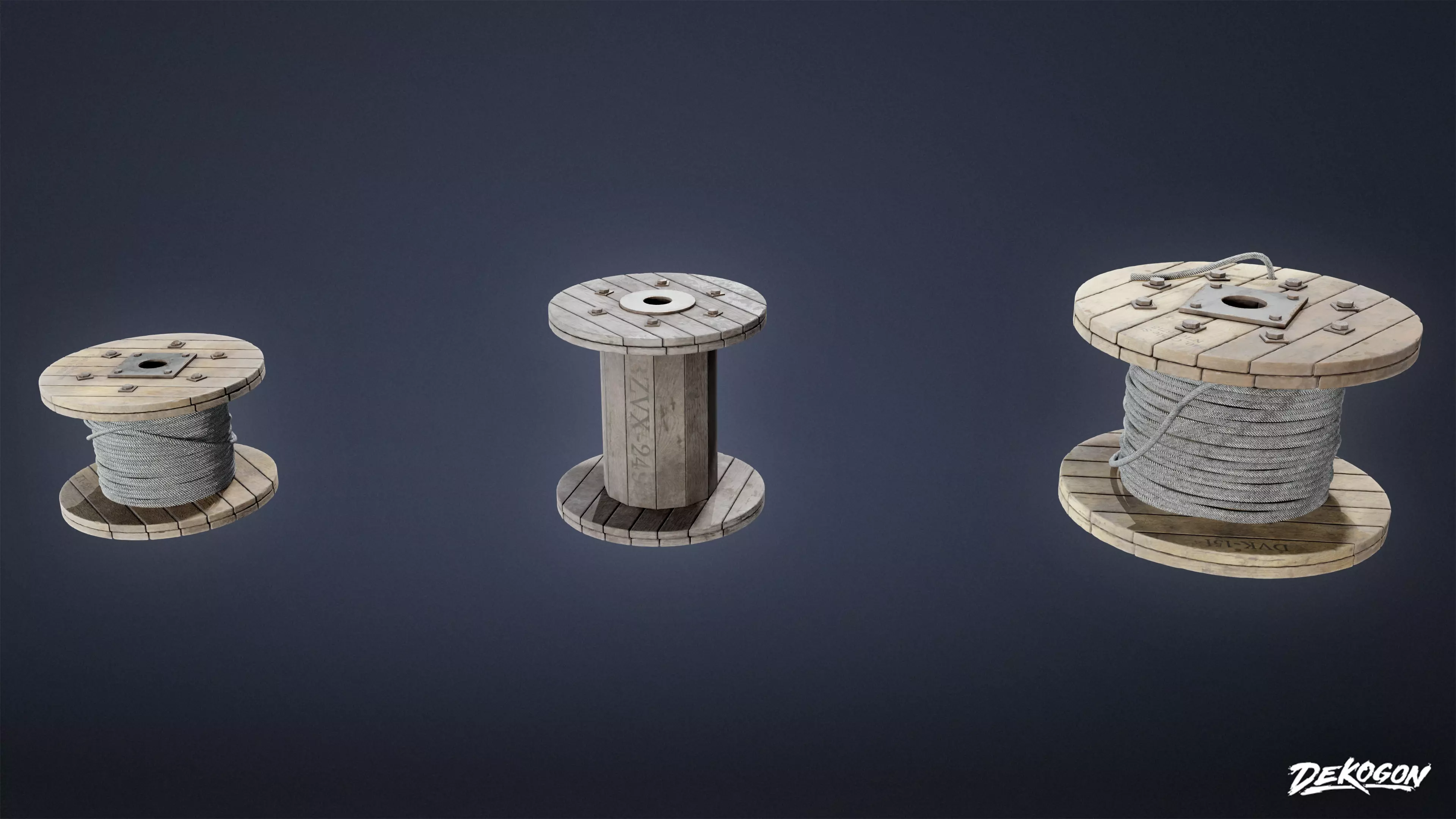 INDUSTRIAL - Wooden Spools 01 - LOW POLY AND NANITE Low-poly 3D model_0