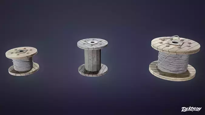 INDUSTRIAL - Wooden Spools 01 - LOW POLY AND NANITE