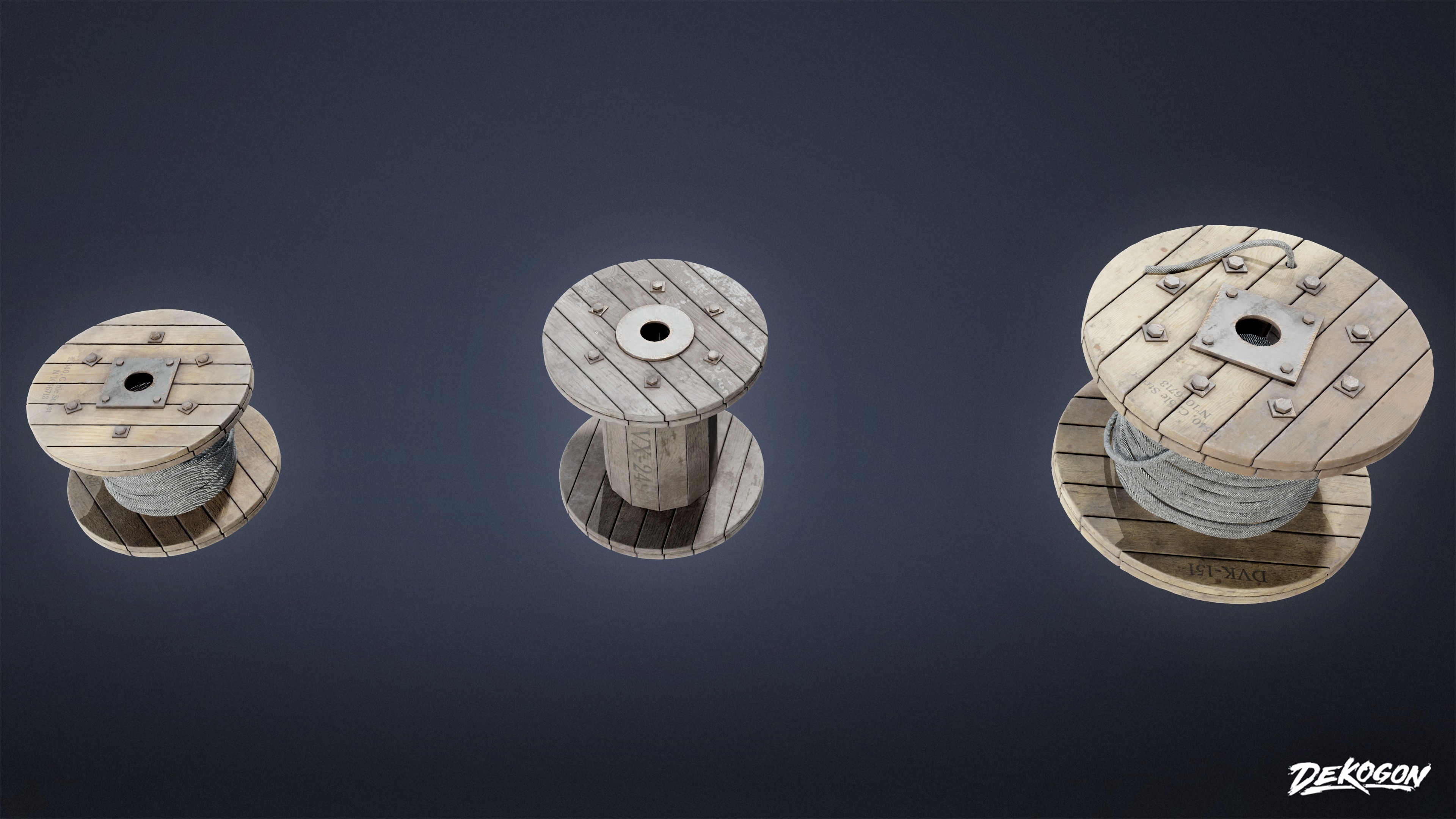 INDUSTRIAL - Wooden Spools 01 - LOW POLY AND NANITE Low-poly 3D model_1