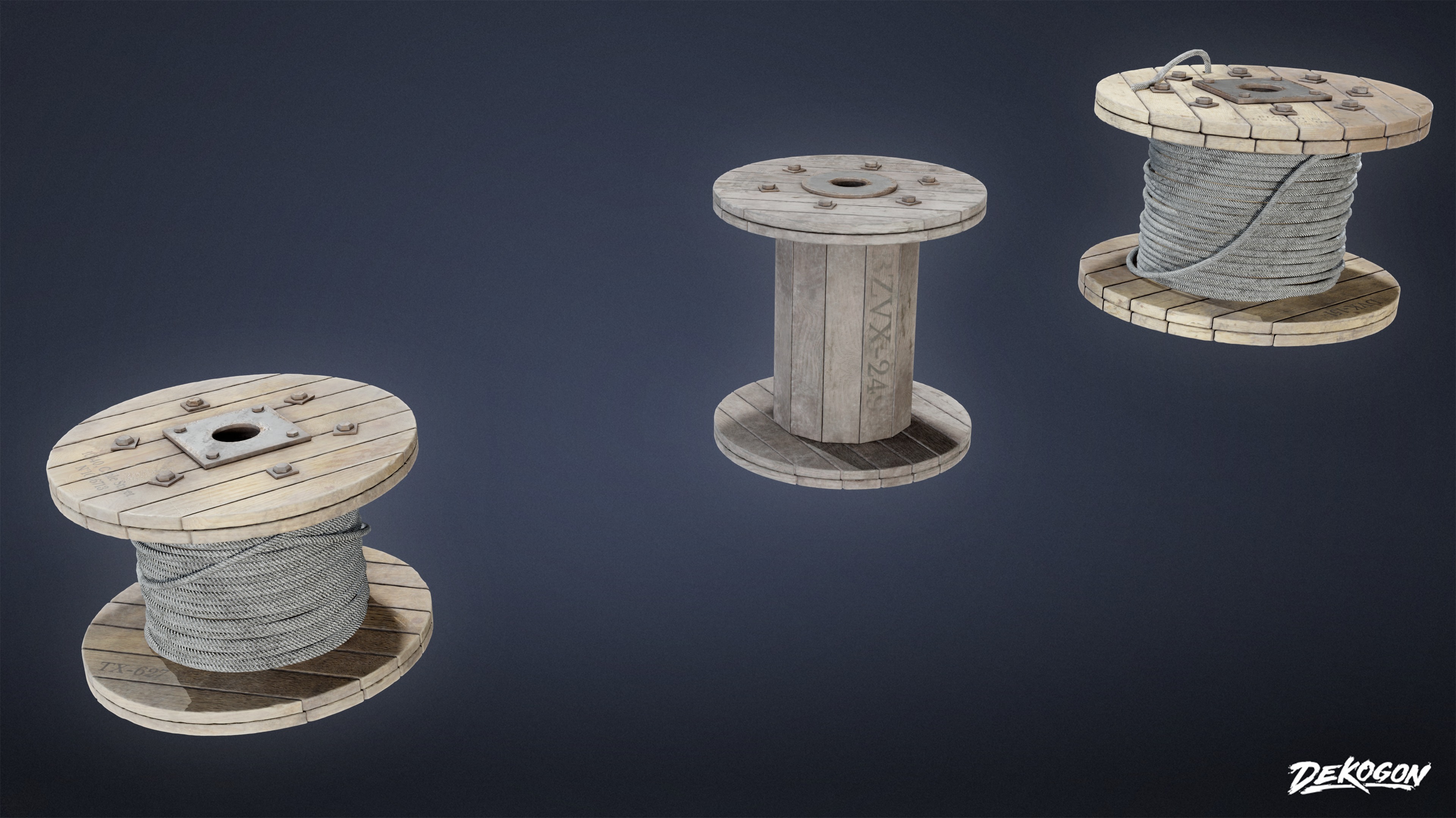 INDUSTRIAL - Wooden Spools 01 - LOW POLY AND NANITE Low-poly 3D model_2