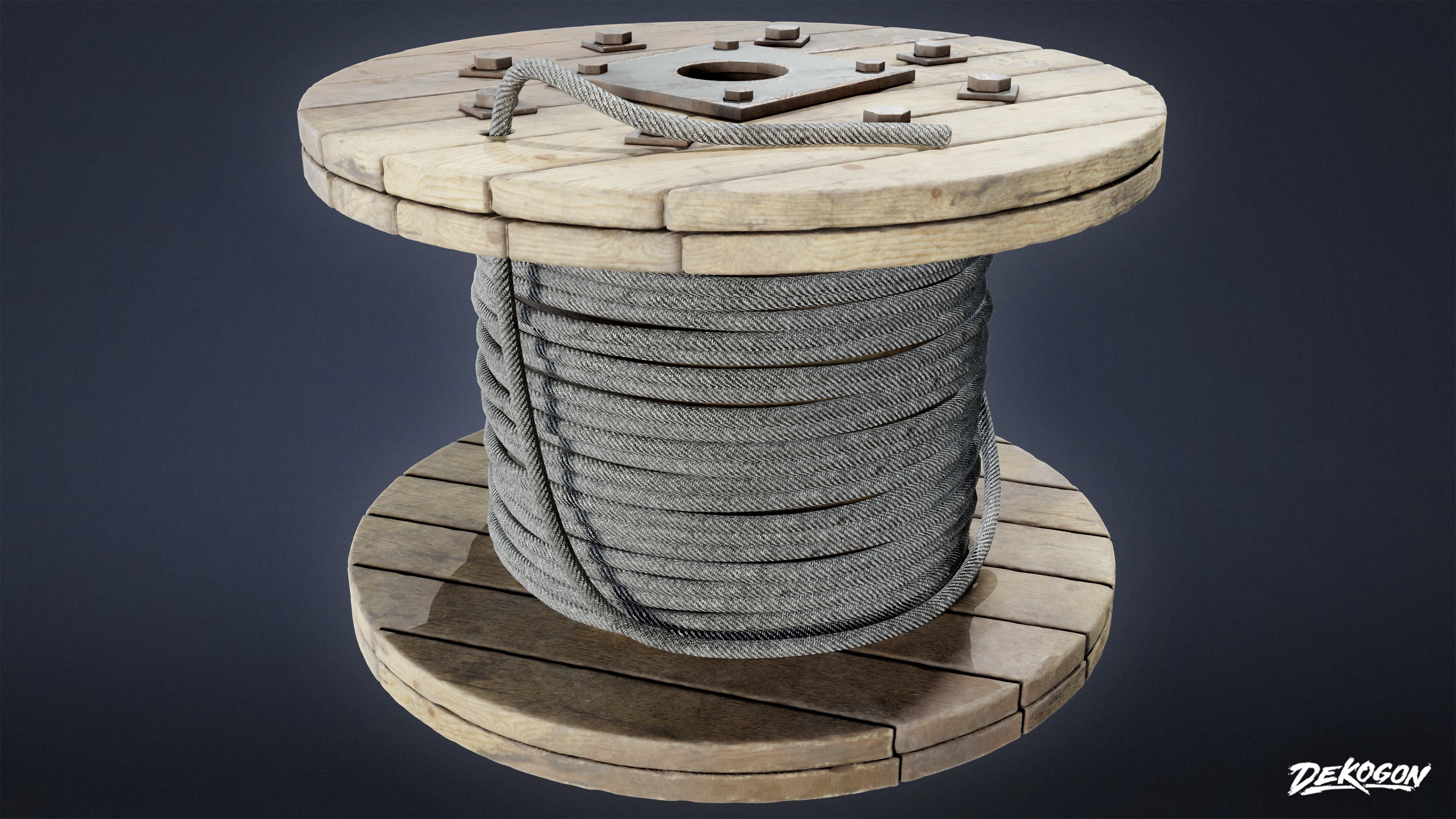 INDUSTRIAL - Wooden Spools 01 - LOW POLY AND NANITE Low-poly 3D model_5