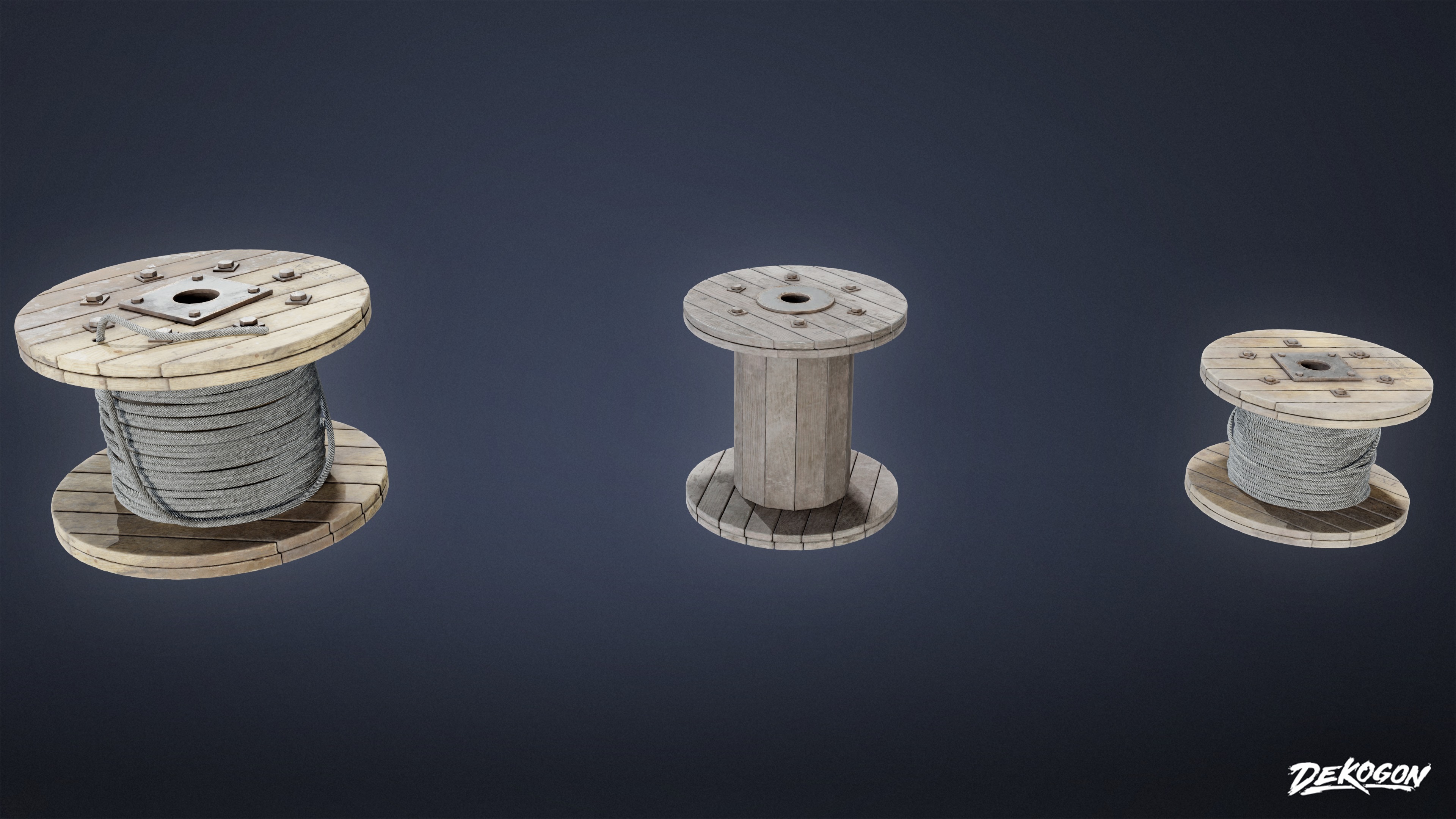 INDUSTRIAL - Wooden Spools 01 - LOW POLY AND NANITE Low-poly 3D model_3