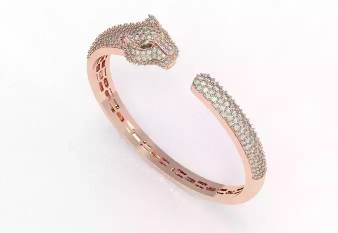 Antique Panther Head Diamond Bracelet 