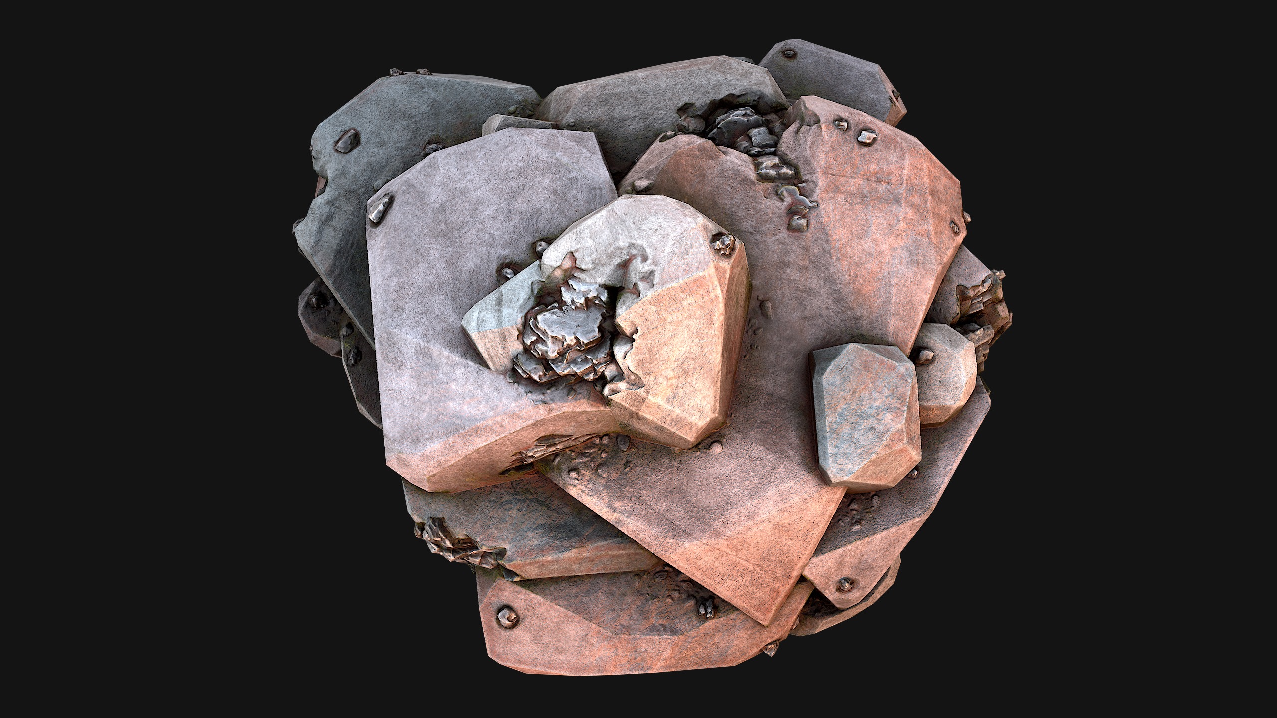 Stones and Rocks Iron Ore Mineral Low-poly 3D model_21