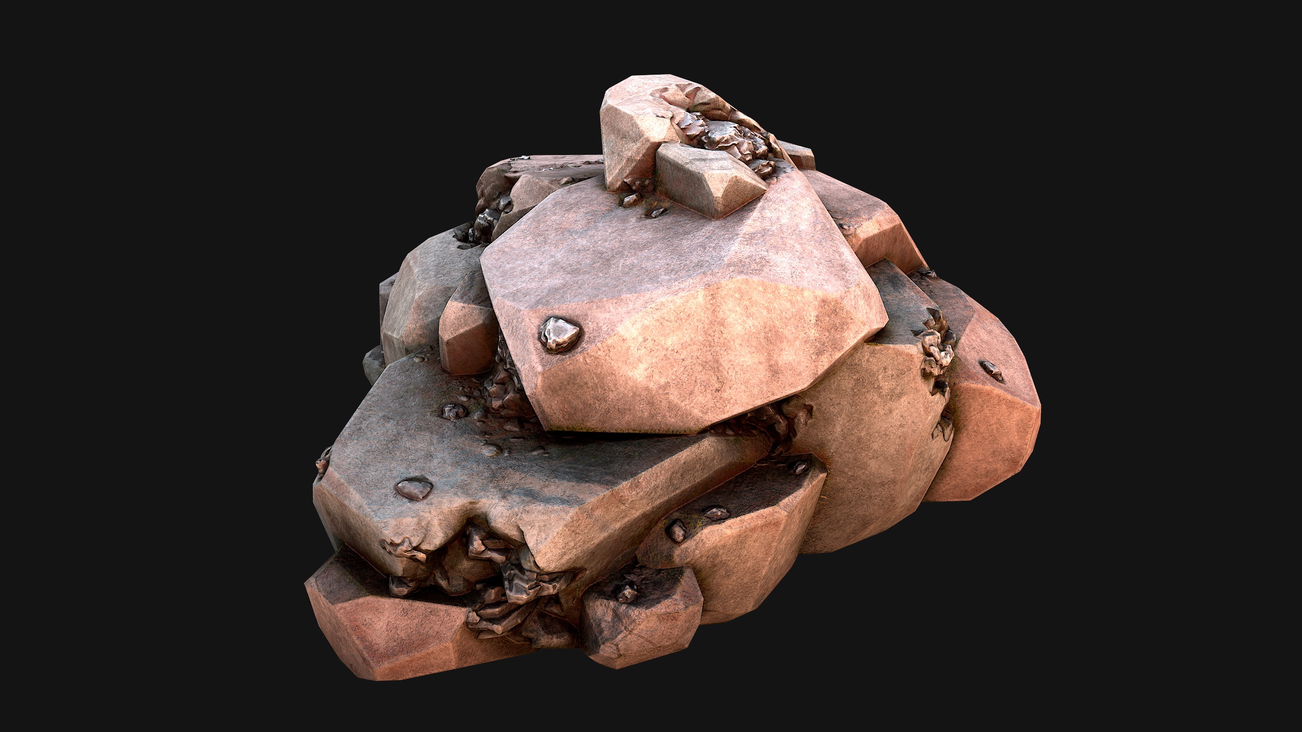 Stones and Rocks Iron Ore Mineral Low-poly 3D model_19
