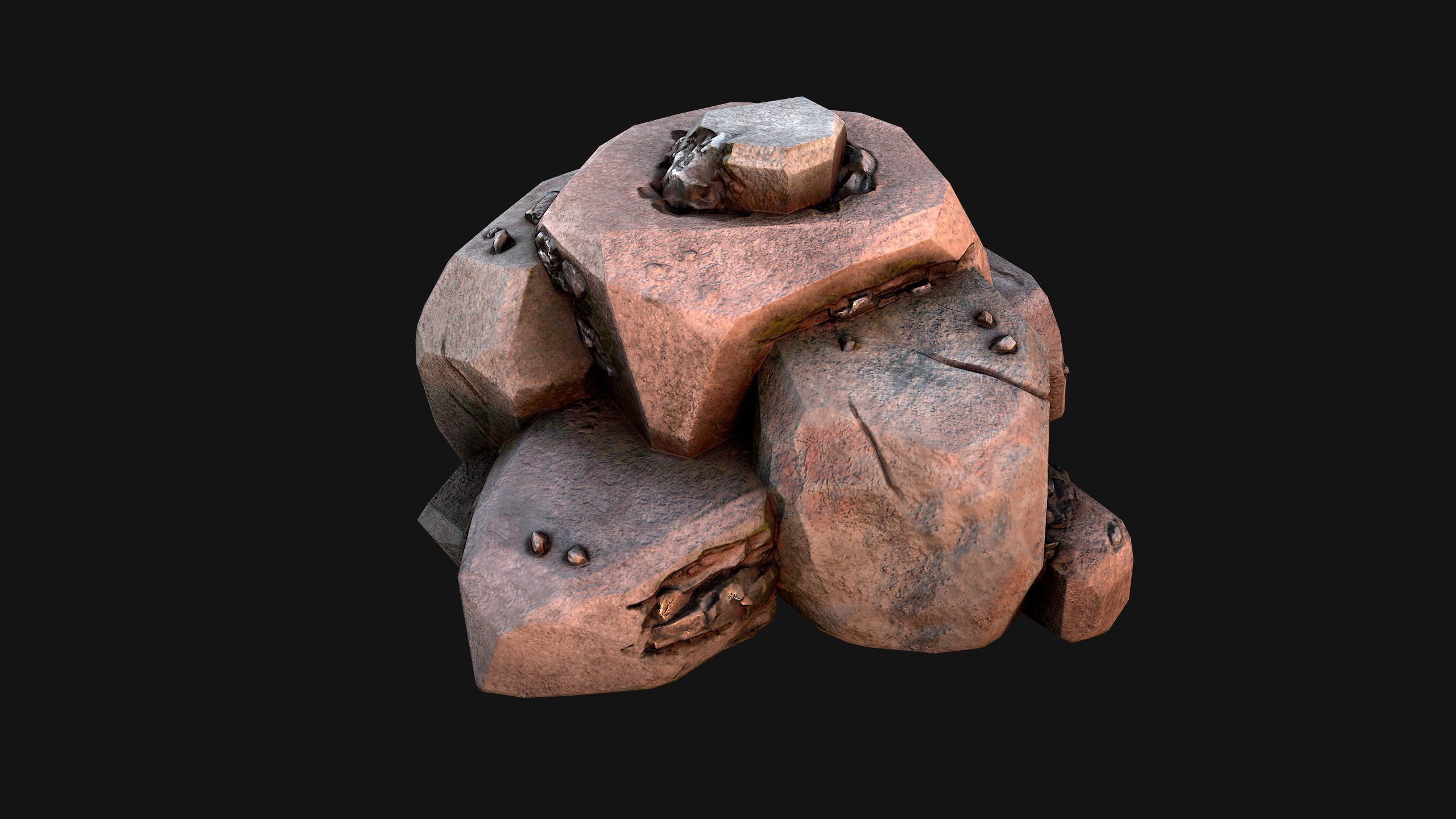 Stones and Rocks Iron Ore Mineral Low-poly 3D model_31