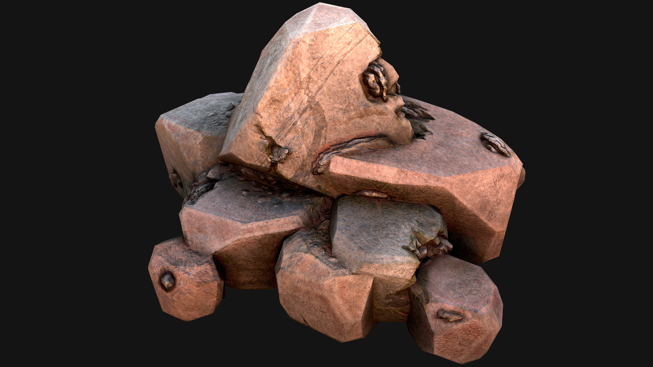 Stones and Rocks Iron Ore Mineral Low-poly 3D model_28