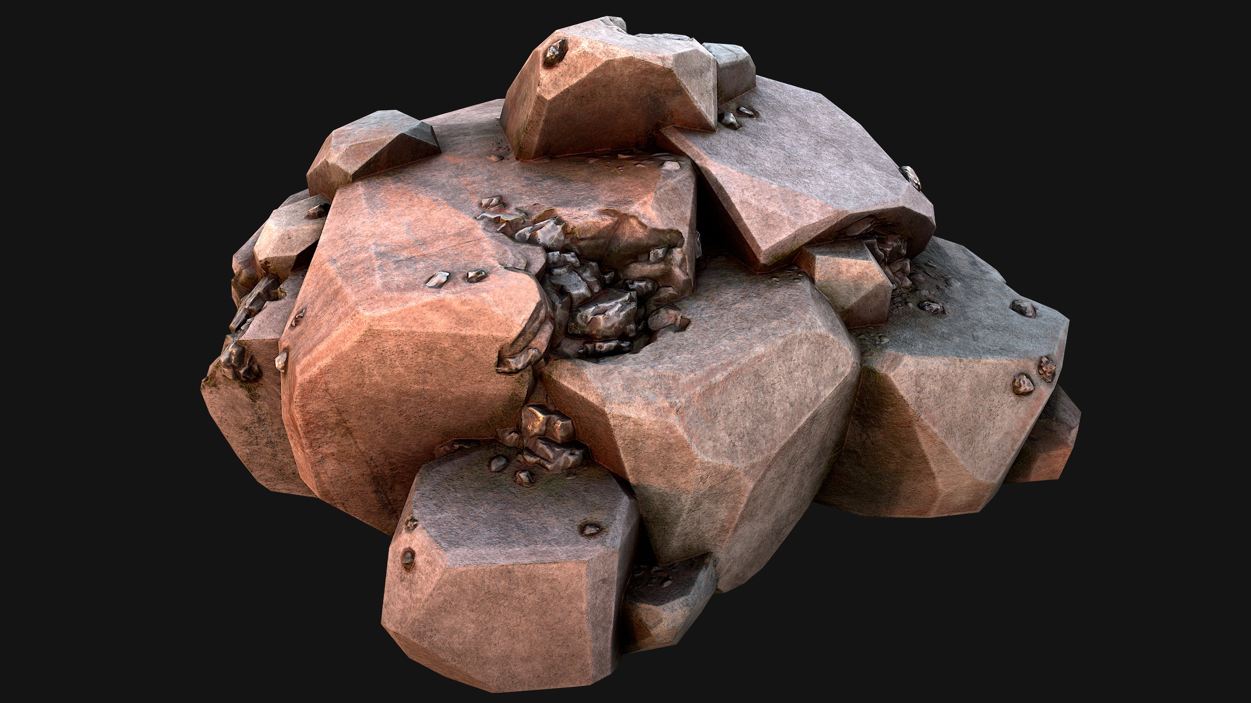 Stones and Rocks Iron Ore Mineral Low-poly 3D model_10