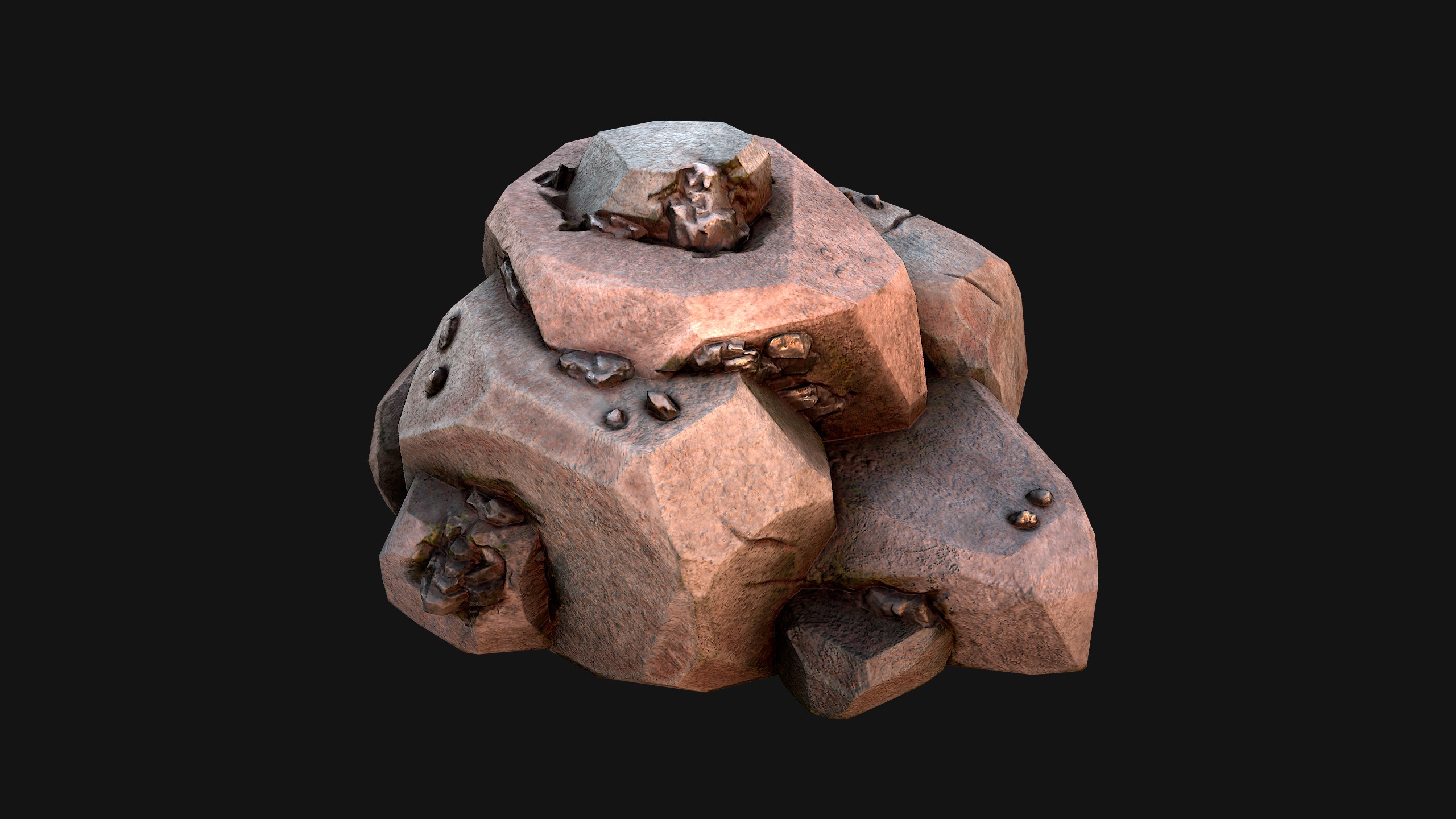Stones and Rocks Iron Ore Mineral Low-poly 3D model_30