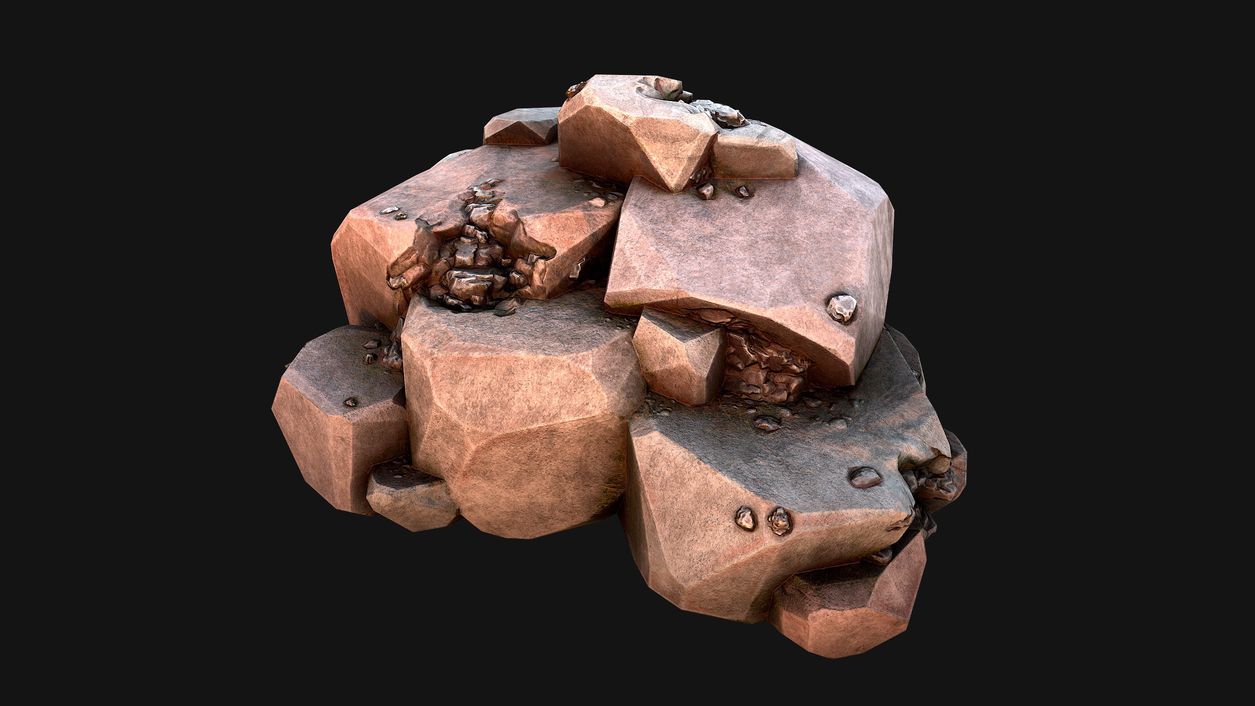Stones and Rocks Iron Ore Mineral Low-poly 3D model_18