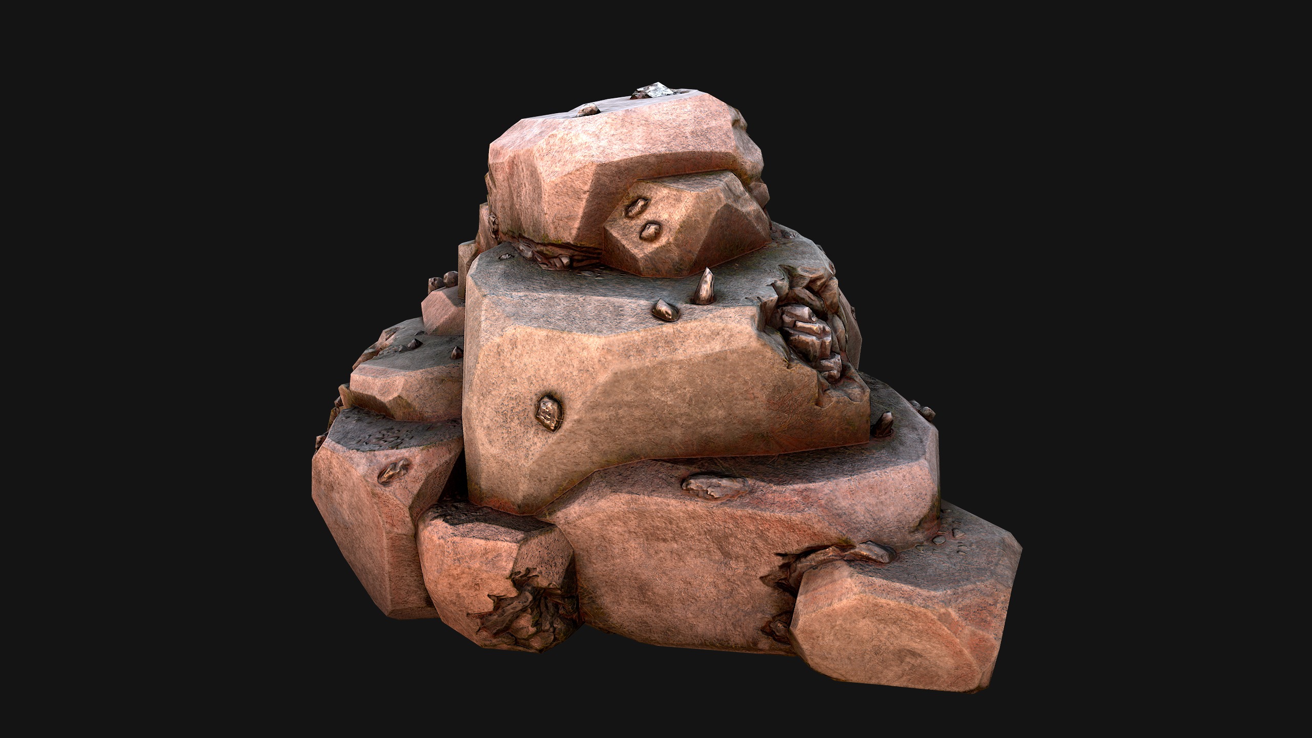 Stones and Rocks Iron Ore Mineral Low-poly 3D model_22
