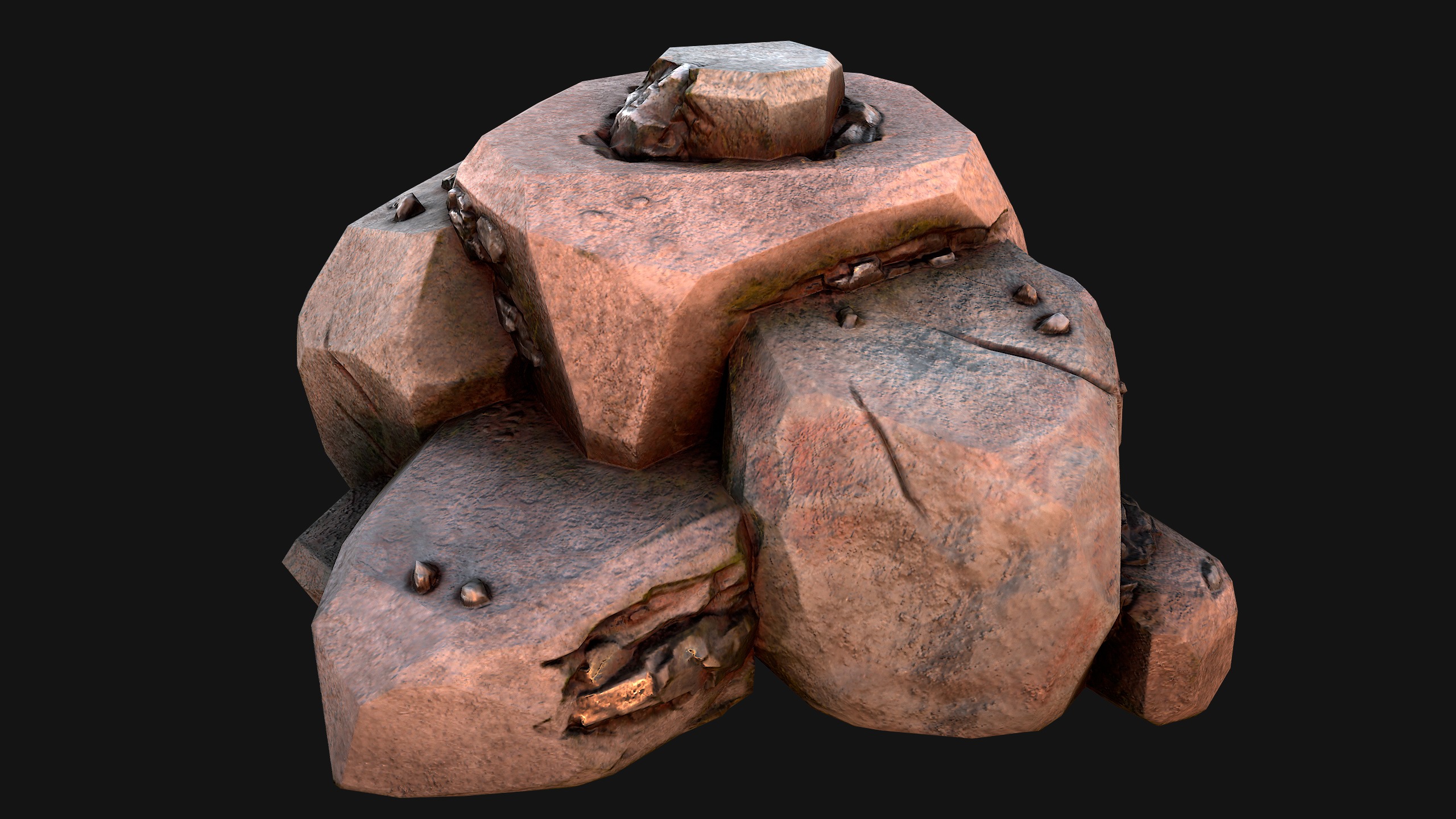 Stones and Rocks Iron Ore Mineral Low-poly 3D model_13
