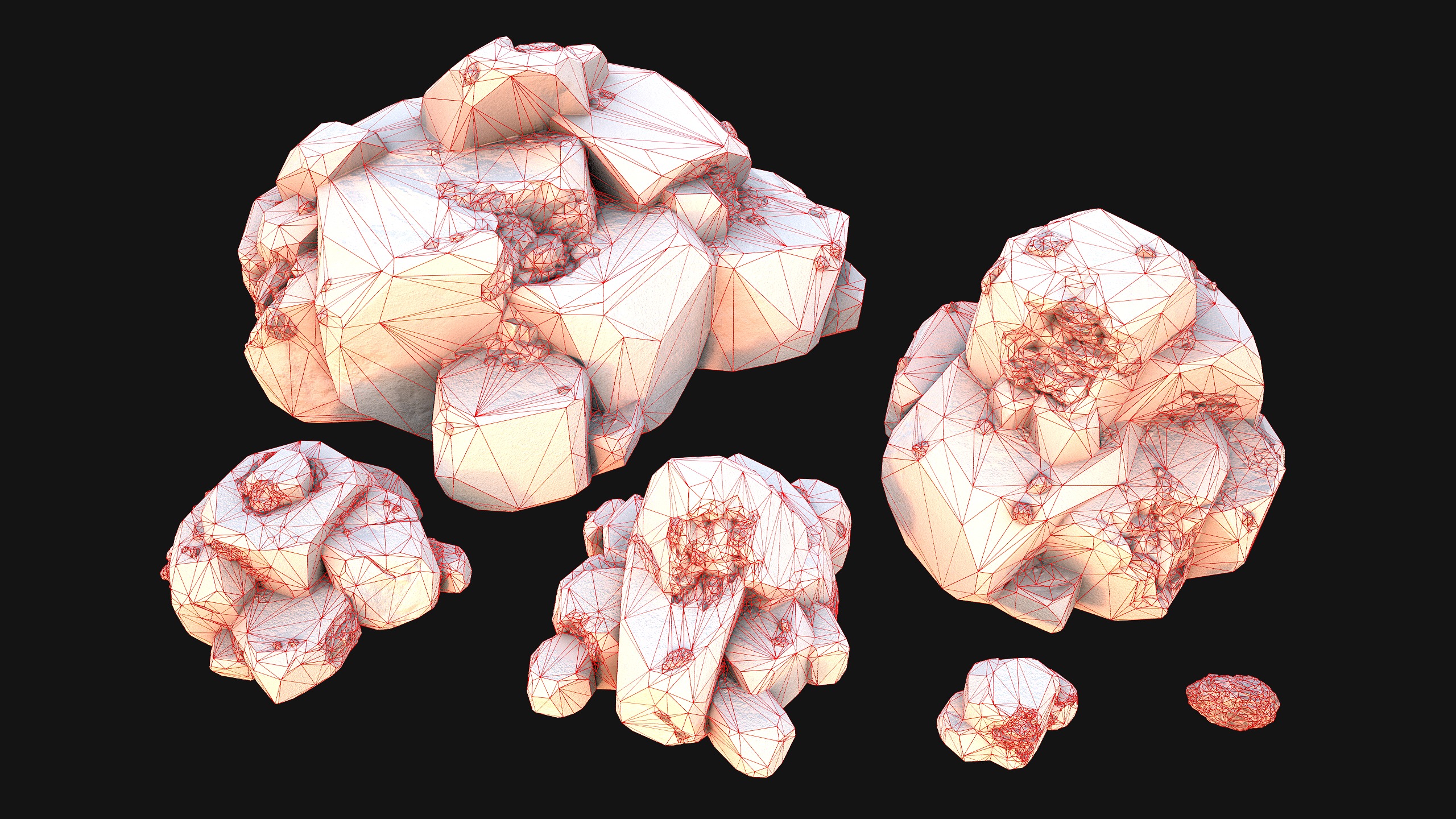 Stones and Rocks Iron Ore Mineral Low-poly 3D model_17