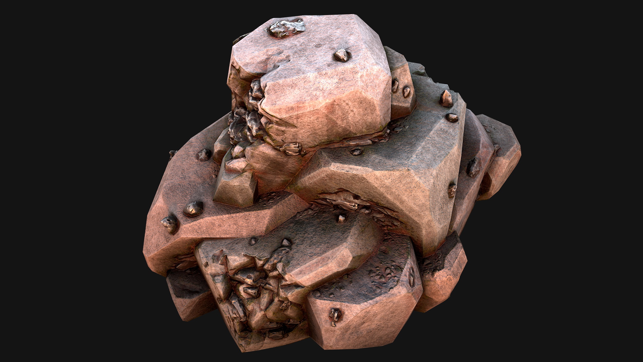 Stones and Rocks Iron Ore Mineral Low-poly 3D model_25