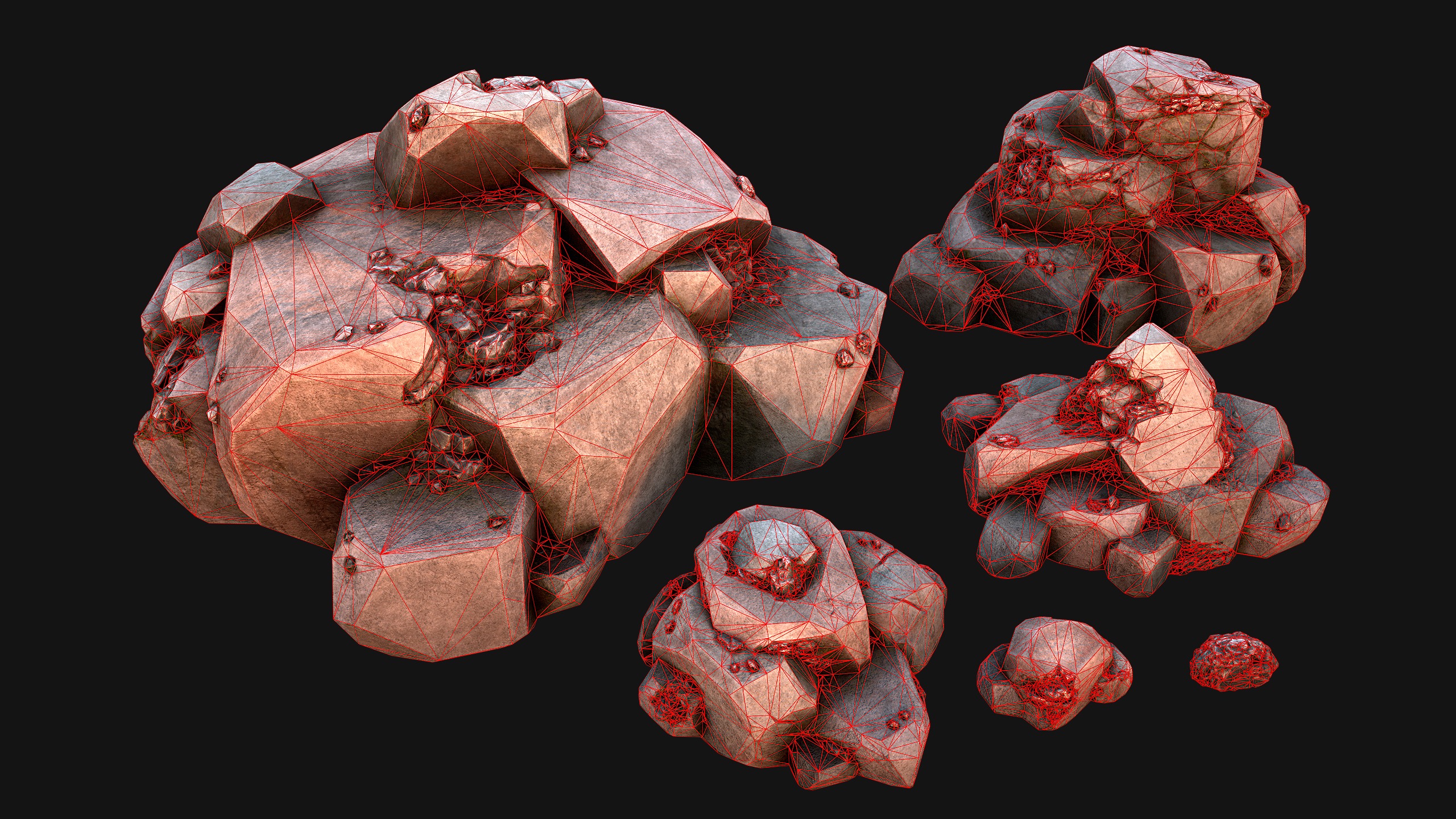 Stones and Rocks Iron Ore Mineral Low-poly 3D model_41