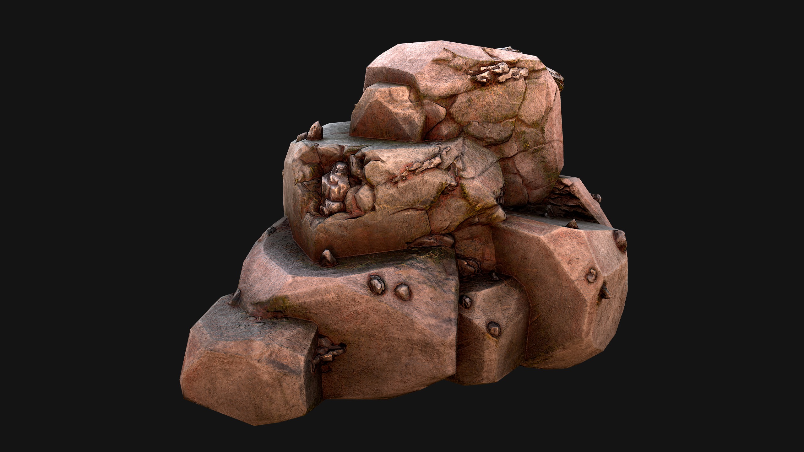 Stones and Rocks Iron Ore Mineral Low-poly 3D model_23
