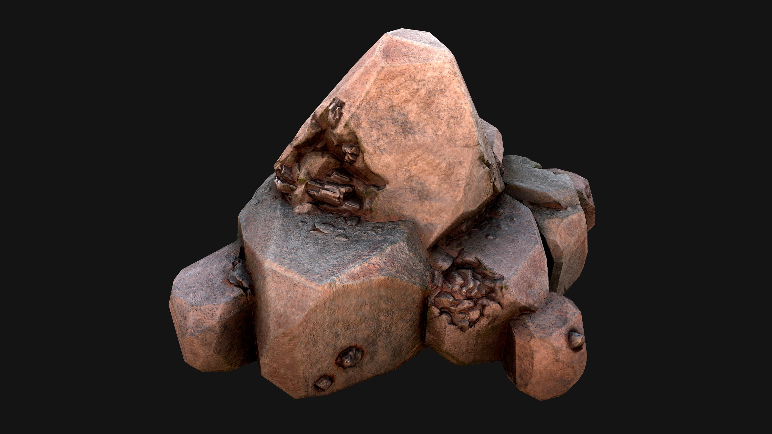 Stones and Rocks Iron Ore Mineral Low-poly 3D model_27