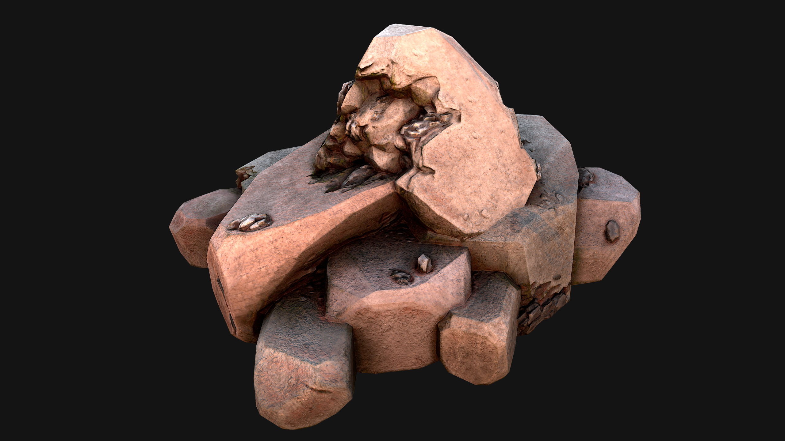 Stones and Rocks Iron Ore Mineral Low-poly 3D model_29