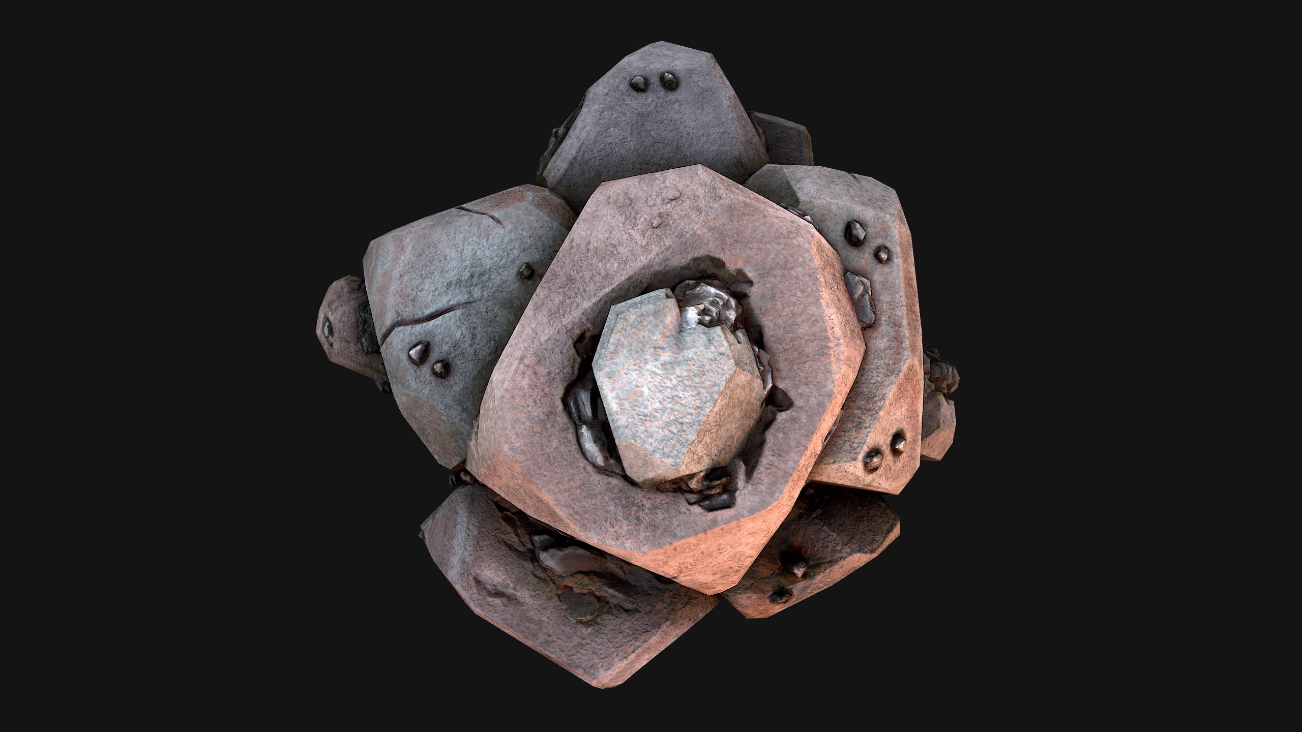 Stones and Rocks Iron Ore Mineral Low-poly 3D model_33