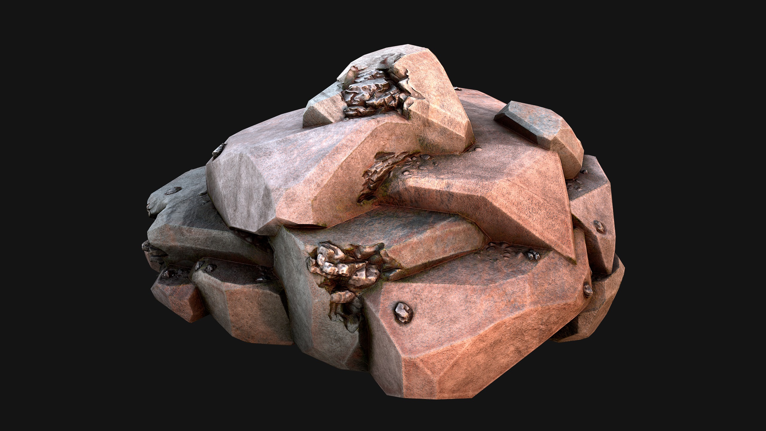 Stones and Rocks Iron Ore Mineral Low-poly 3D model_20