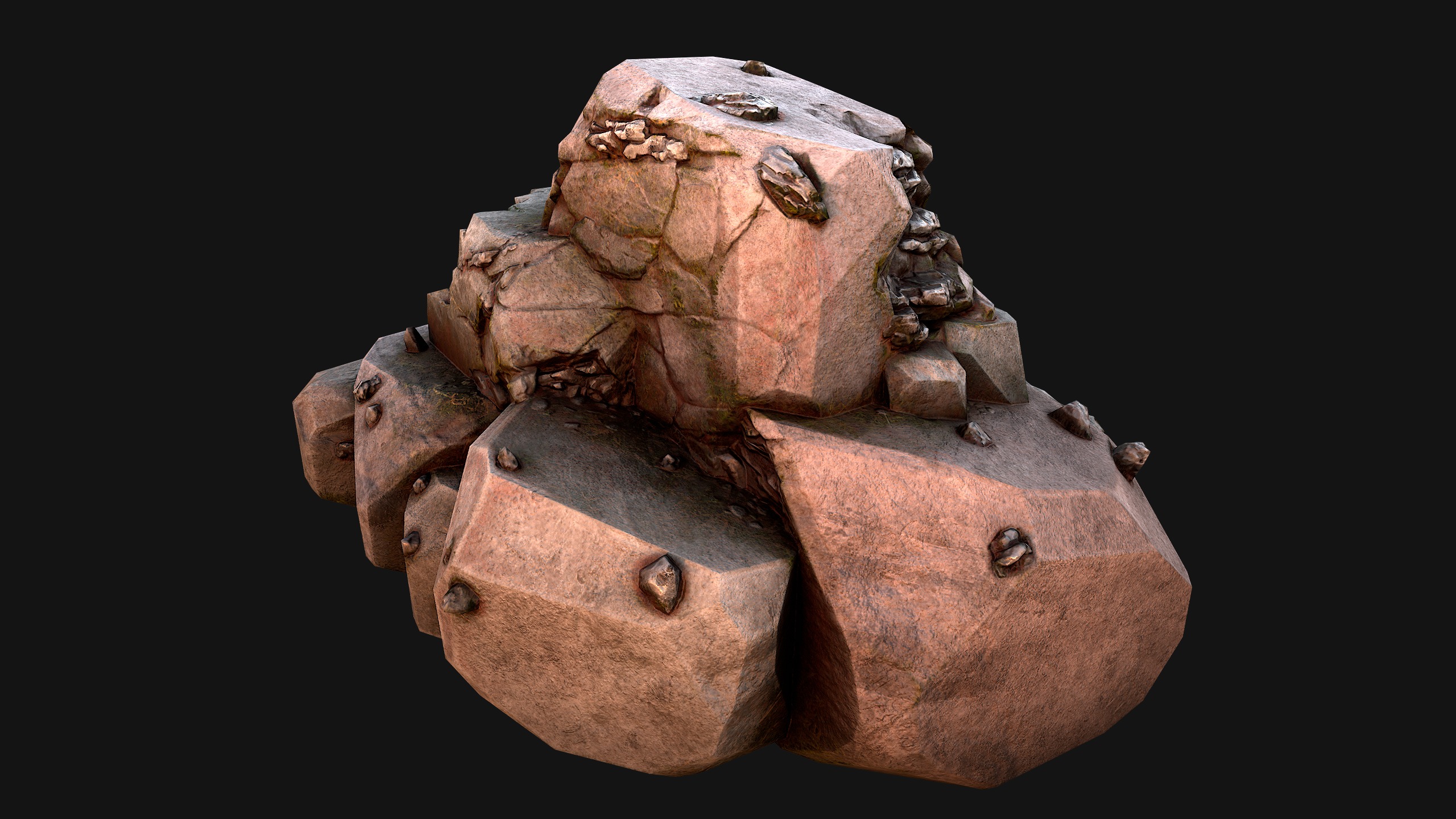 Stones and Rocks Iron Ore Mineral Low-poly 3D model_24
