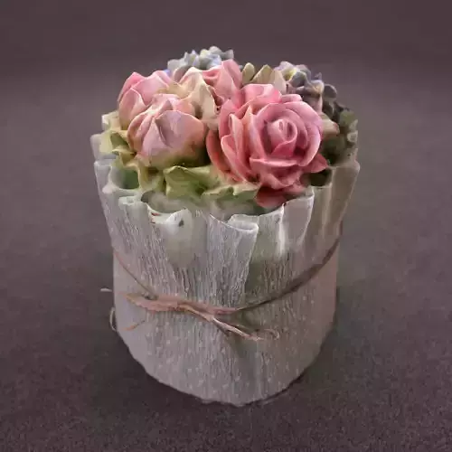 3D Photorealistic Easter Bread with Cream Flower Decoration