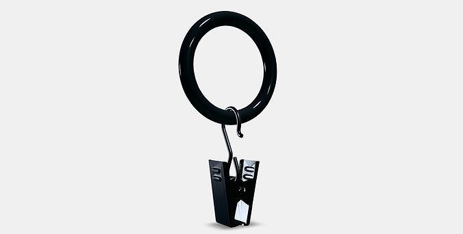 SYRLIG Curtain ring with clip and hook 1 Low-poly 3D model