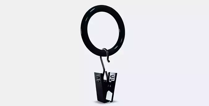 SYRLIG Curtain ring with clip and hook 1 Low-poly 3D model