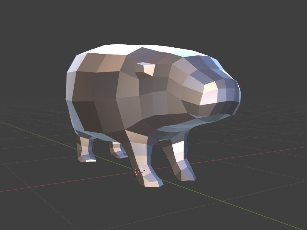 Low poly Baby Hippo Moo Deng Cute Zoo Animal 3d print Low-poly 3D model_4