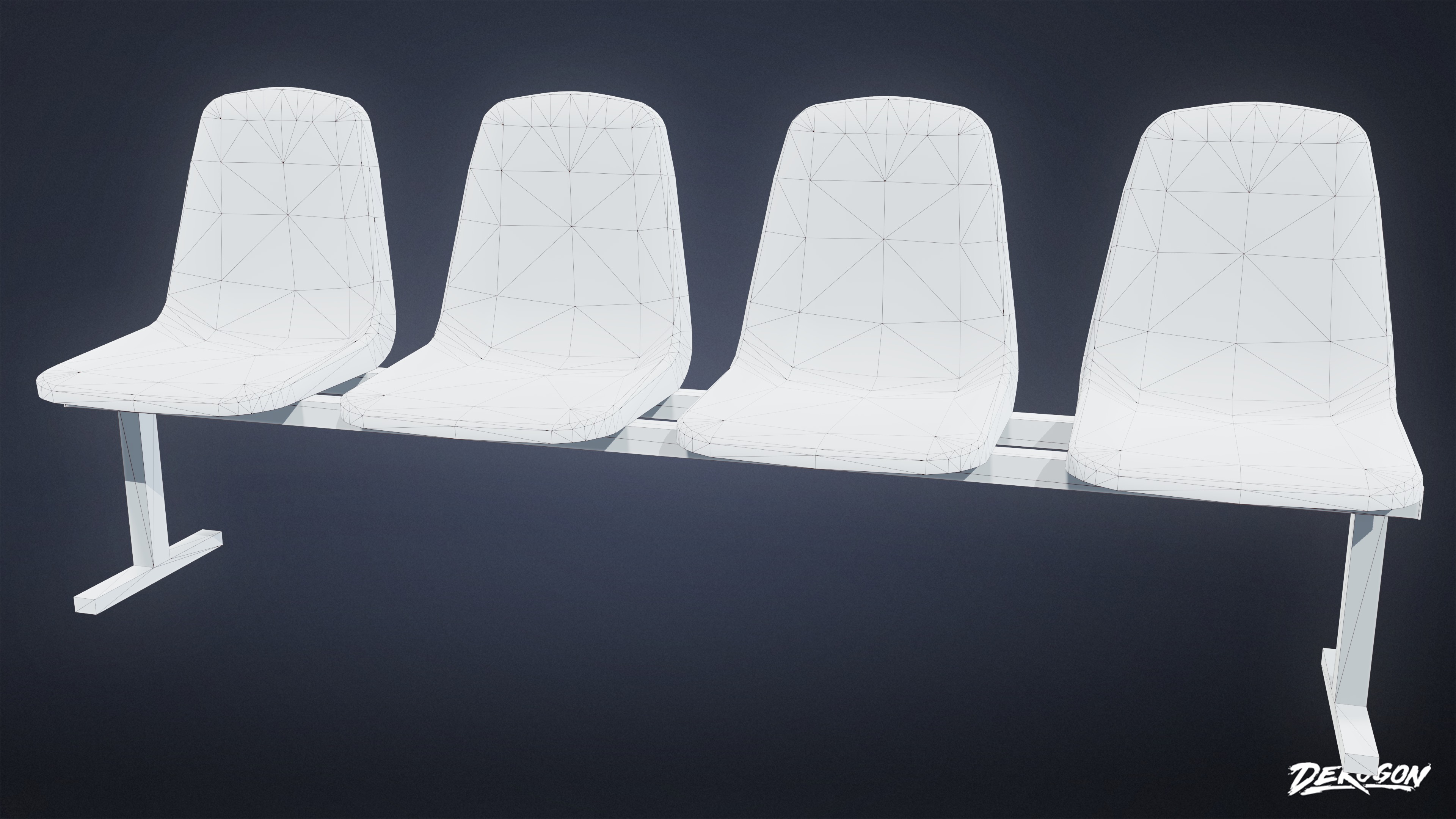 LAUNDROMAT - Bench Plastic 01 - LOW POLY AND NANITE Low-poly 3D model_8