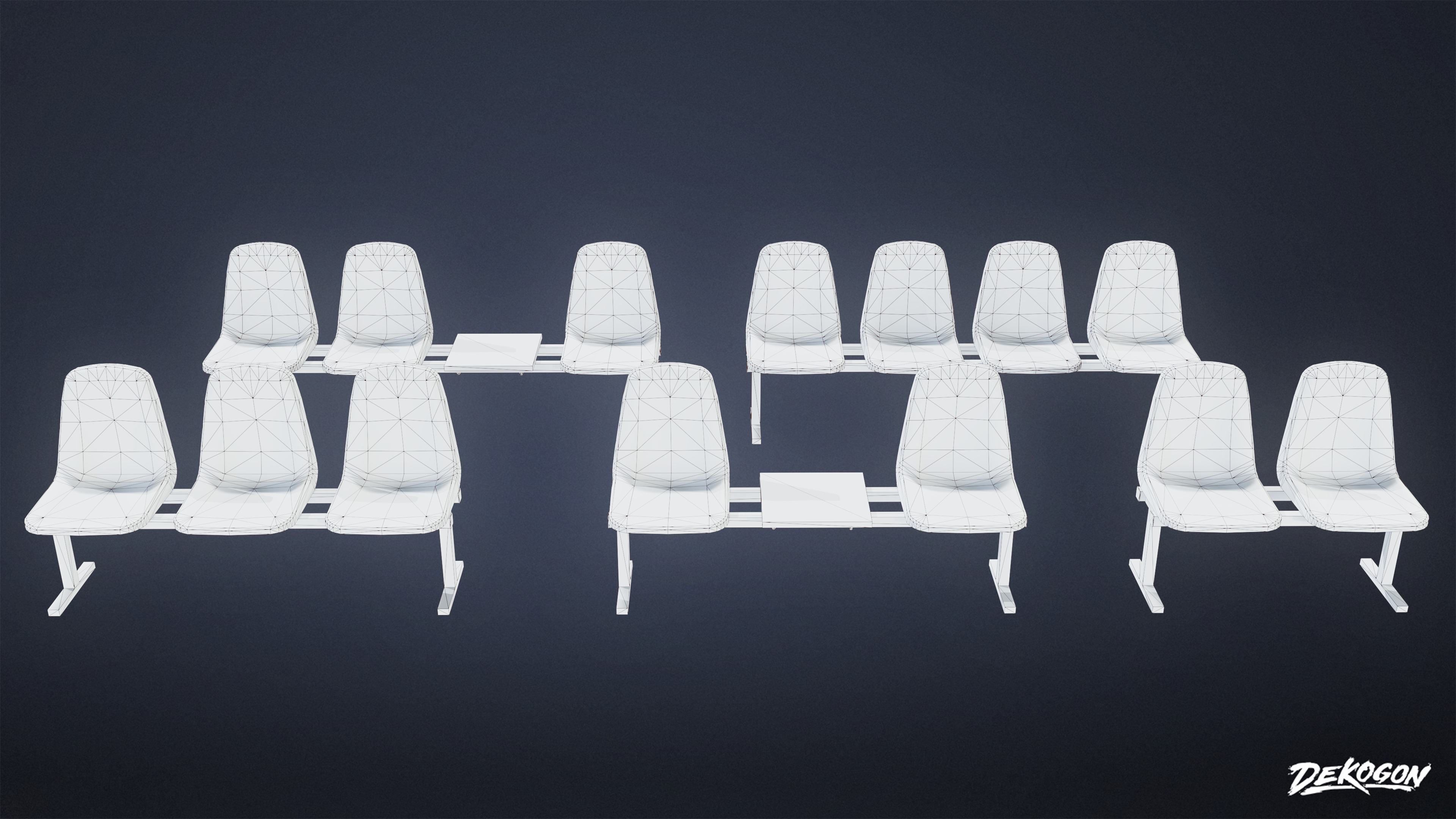 LAUNDROMAT - Bench Plastic 01 - LOW POLY AND NANITE Low-poly 3D model_7