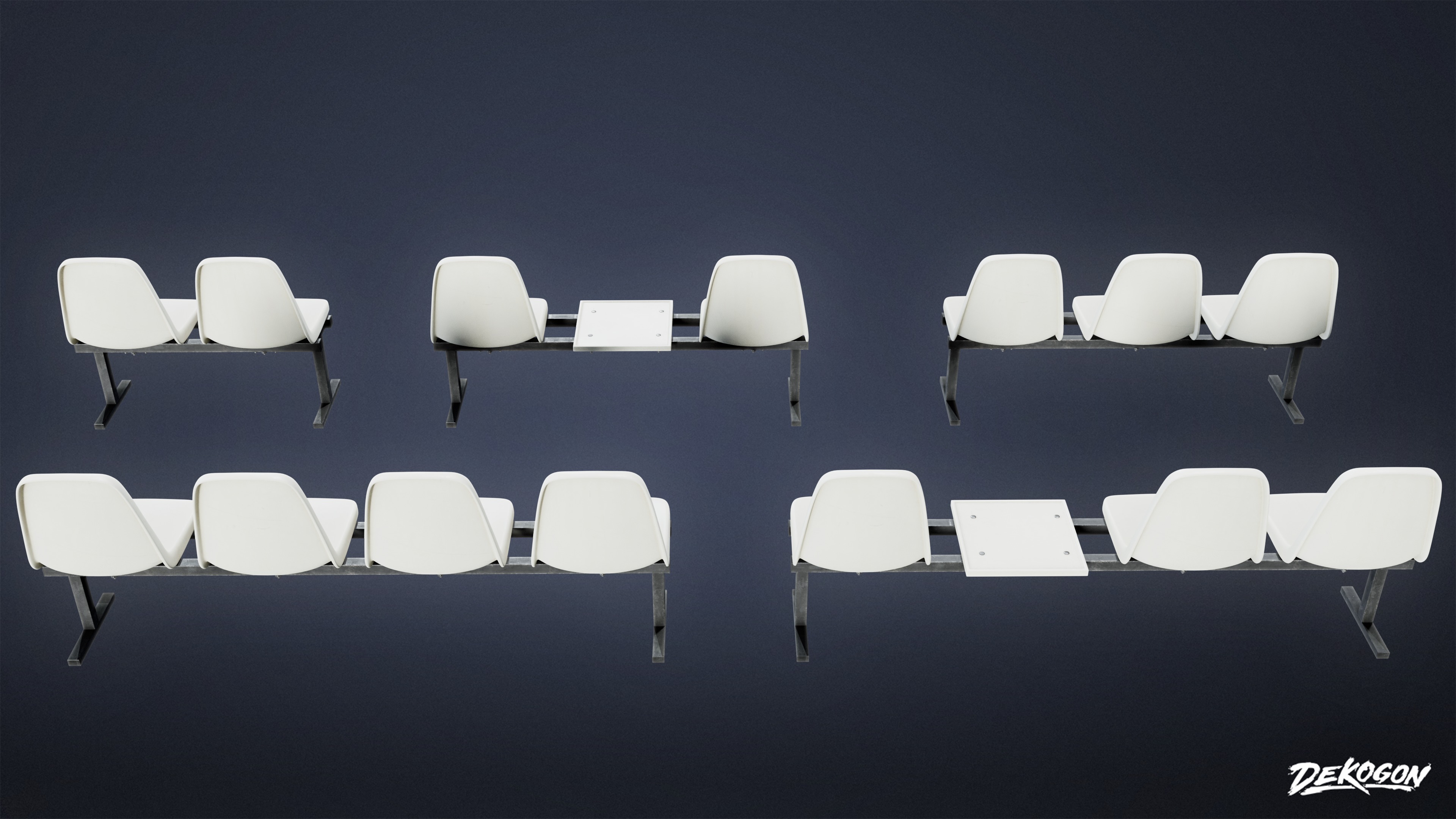 LAUNDROMAT - Bench Plastic 01 - LOW POLY AND NANITE Low-poly 3D model_1