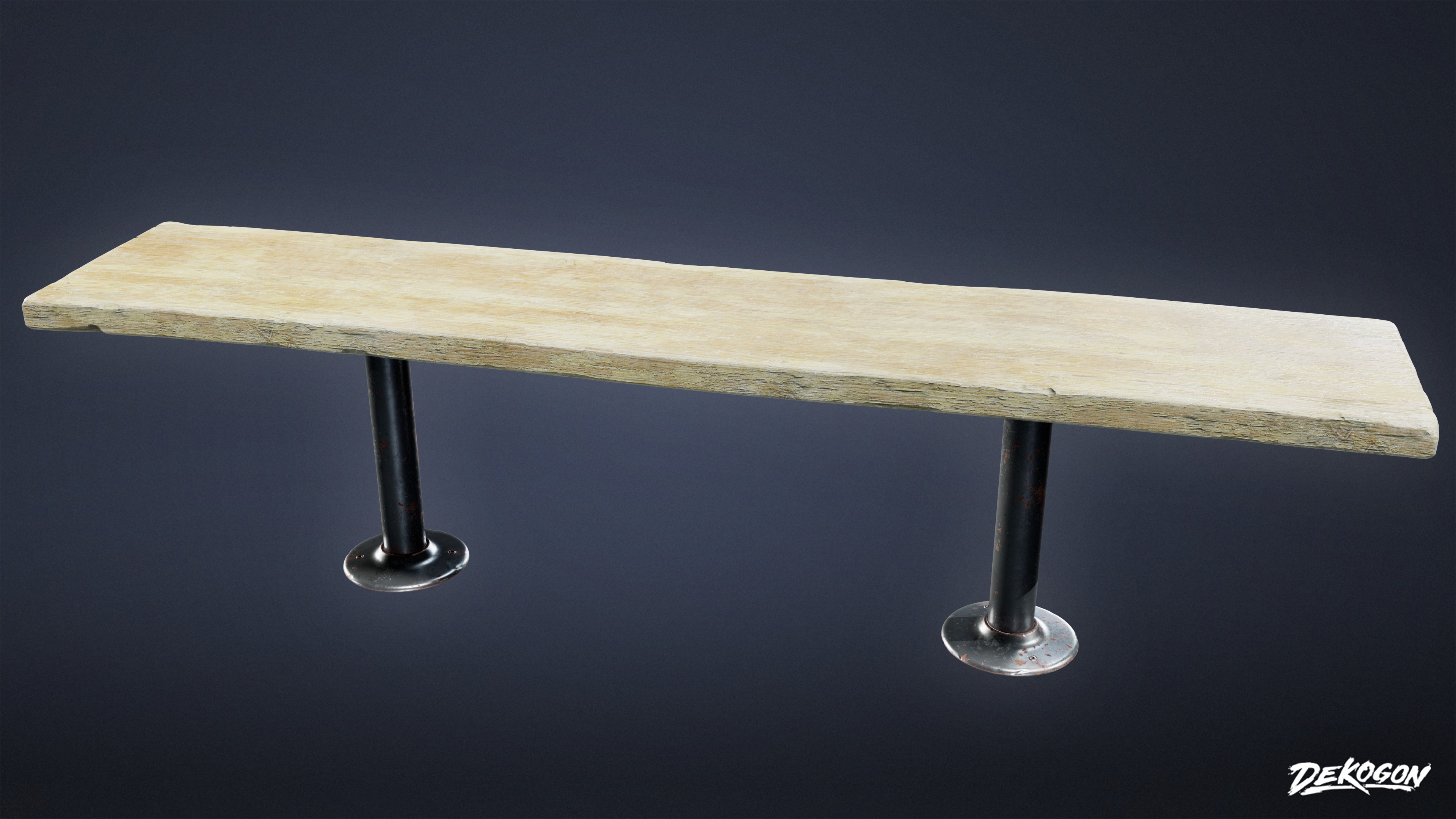 LAUNDROMAT - Bench Wooden 01 - LOW POLY AND NANITE Low-poly 3D model_4