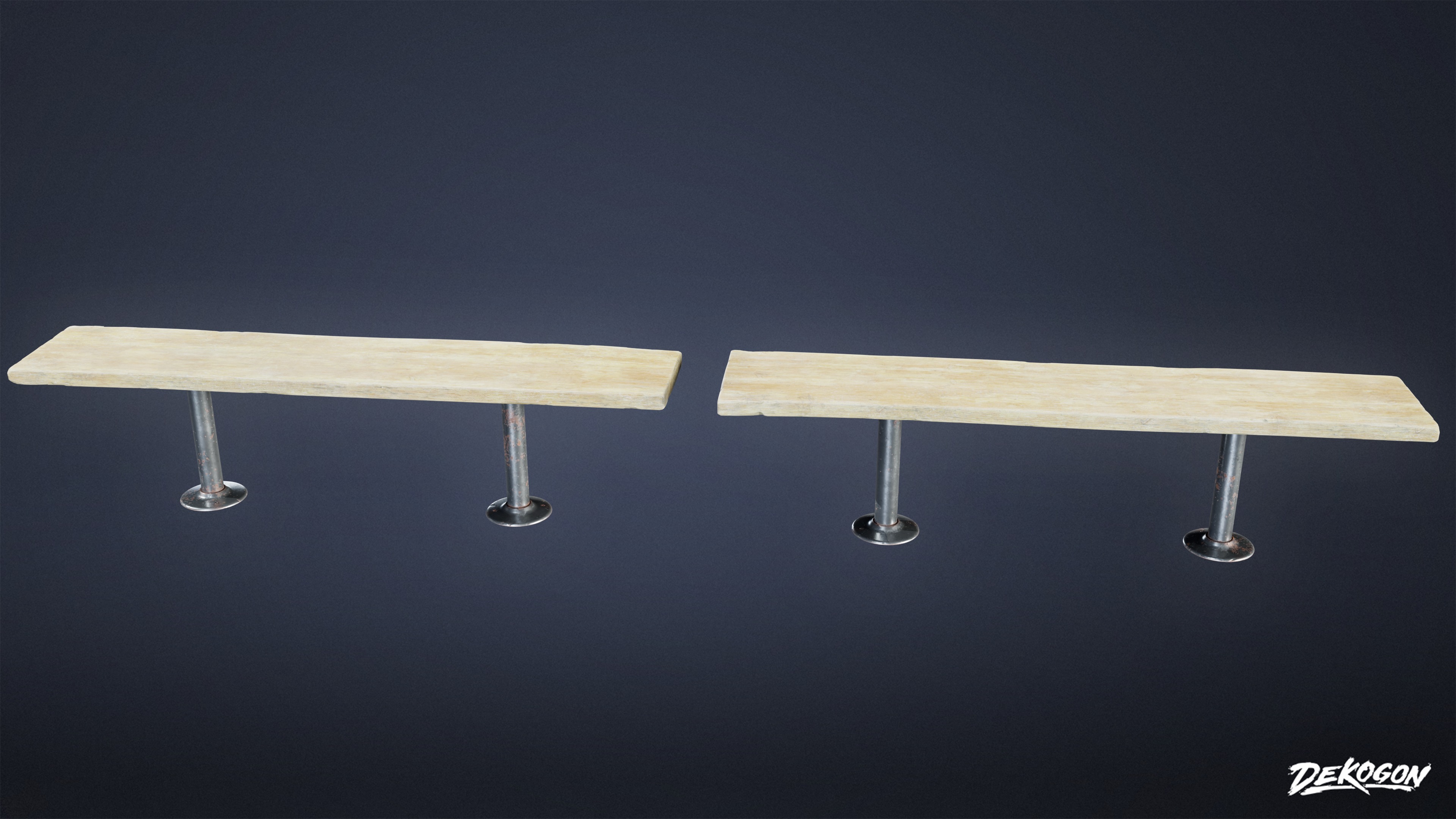 LAUNDROMAT - Bench Wooden 01 - LOW POLY AND NANITE Low-poly 3D model_1